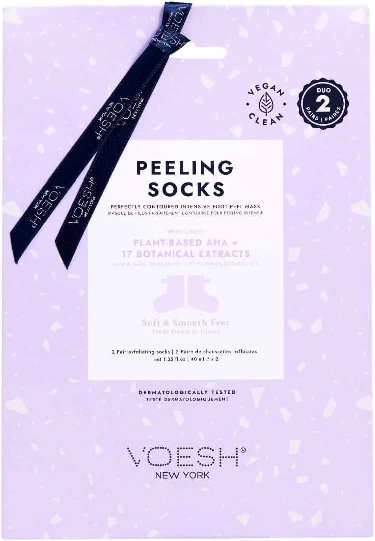 جوراب های لایه بردار دوتایی Voesh New York، ماسک لایه بردار پا، لایه بردار قوی پا، از بین برنده پینه، ماسک لایه بردار پا، جوراب ماسک پا، لایه بردار پا برای پاهای خشک، وگان