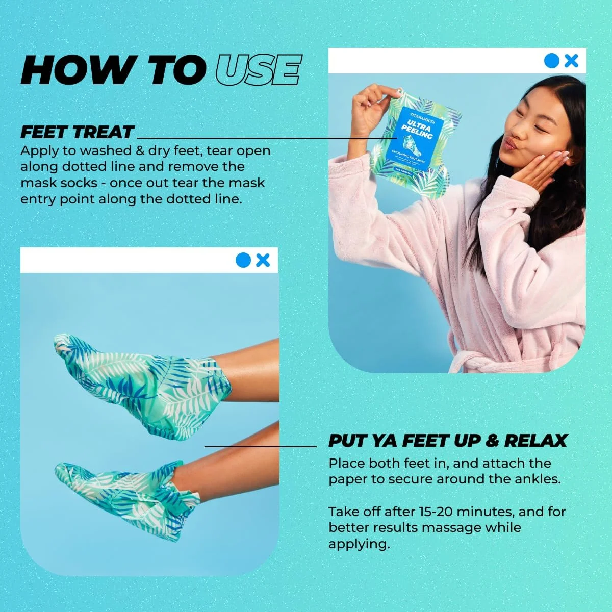 ماسک لایه بردار پا ویتاماسک - 5 جفت ماسک حرفه ای لایه بردار پا کره ای برای رفع خشکی و ترک پا و از بین بردن پینه، ماسک های لایه بردار پا که پوست های مرده را برای داشتن پاشنه های نرم با AHA BHA PHA از بین می برند.