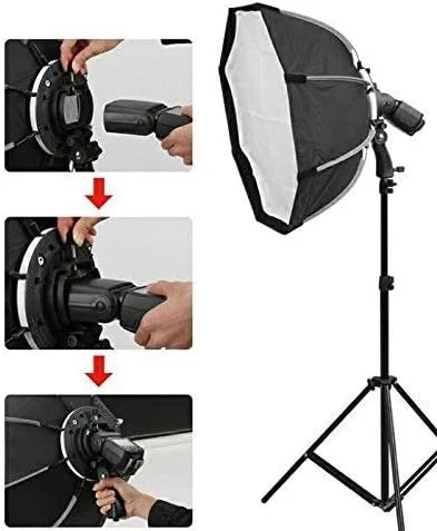 سافت باکس هشت ضلعی تریوپو VTS (55 سانتی متر) سبک و قابل حمل به همراه براکت نوع S2 و 2 عدد پارچه پخش کننده نور | کیف حمل | سازگار با تمامی فلاش های اسپیدلایت