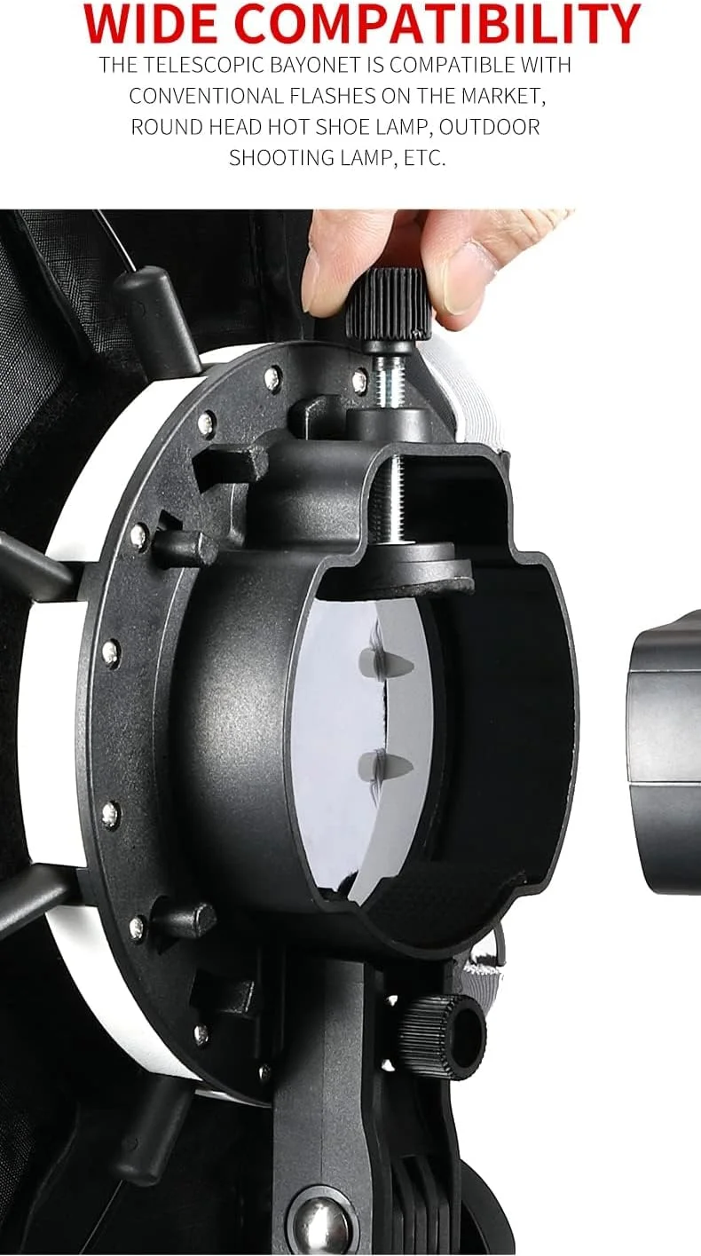 سافت باکس هشت ضلعی Triopo KX90 با قطر 90 سانتی متر به همراه گرید و کیف حمل مخصوص مانت V1 و فلاش های گرد (نسل دوم) - مشکی