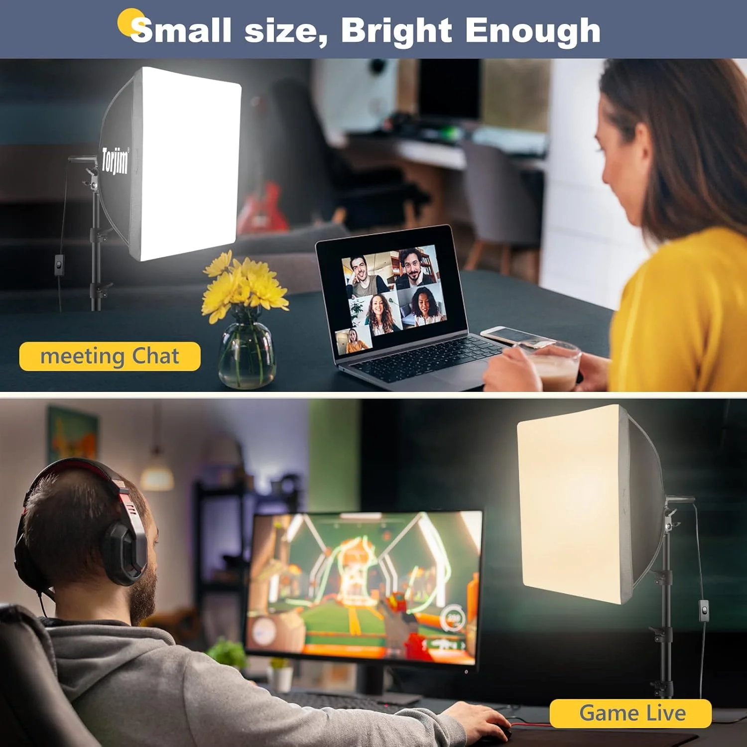 کیت نورپردازی سافت باکس Torjim، 16" x 16" کیت نورپردازی سافت باکس حرفه ای با لامپ های LED 85 واتی، 3000-7500K، چراغ های استودیویی برای عکاسی/ضبط