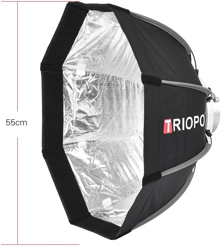 سافت باکس هشت ضلعی تیدارد 55 سانتی متری تاشو 8 قطبی با پارچه نرم و کیف حمل و مانت بوئنز برای فلاش استودیویی