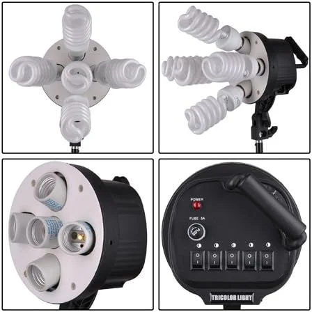 کیت نورپردازی استودیویی دیجیتال 2000 وات با سافت باکس - 2 پایه نور، 2 سافت باکس، 10 لامپ