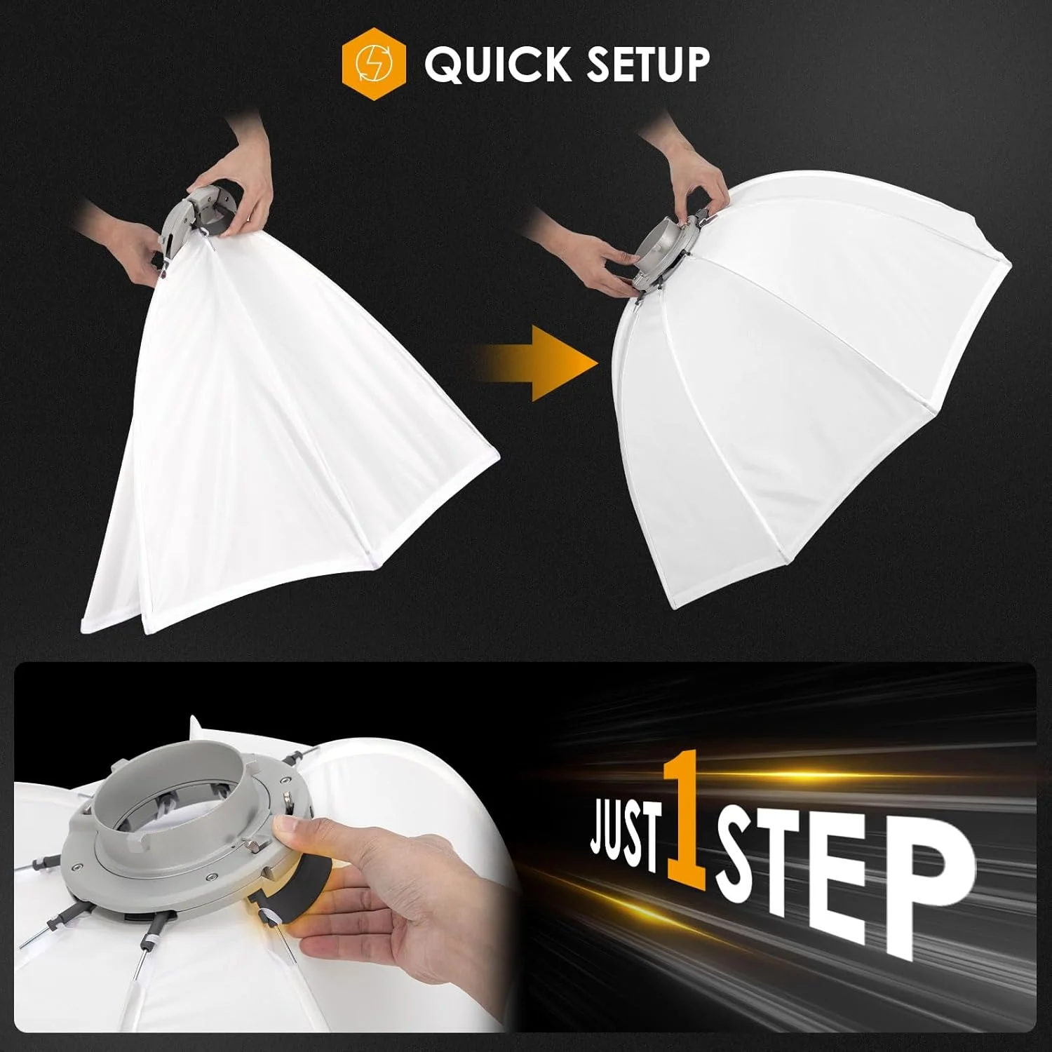 سافت باکس تاشو TARION با مانت بوونز - 65 سانتی متر / 26 اینچ سافت باکس هشت ضلعی نوآورانه با قابلیت تعویض بازتابی-پخش کننده با راه اندازی یک مرحله ای برای عکاسی استودیویی سازگار با چراغ های COB اسپیدلایت FB-65 SOFTBEAM سافت باکس تاشو TARION با مانت بوونز - 65 سانتی متر / 26 اینچ سافت باکس هشت ضلعی نوآورانه با قابلیت تعویض بازتابی-پخش کننده با راه اندازی یک مرحله ای برای عکاسی استودیویی سازگار با چراغ های COB اسپیدلایت FB-65 SOFTBEAM