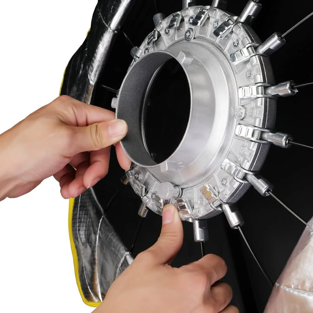 نرم باکس LED-Φ90cm تاشو سریع و عمیق سهموی چتری استودیوی عکاسی سافت باکس به همراه کیف حمل توری، قطر 90 سانتی متر / 35 اینچ برای Aputure 120D 120D II Bowens Mount LED Flash Light