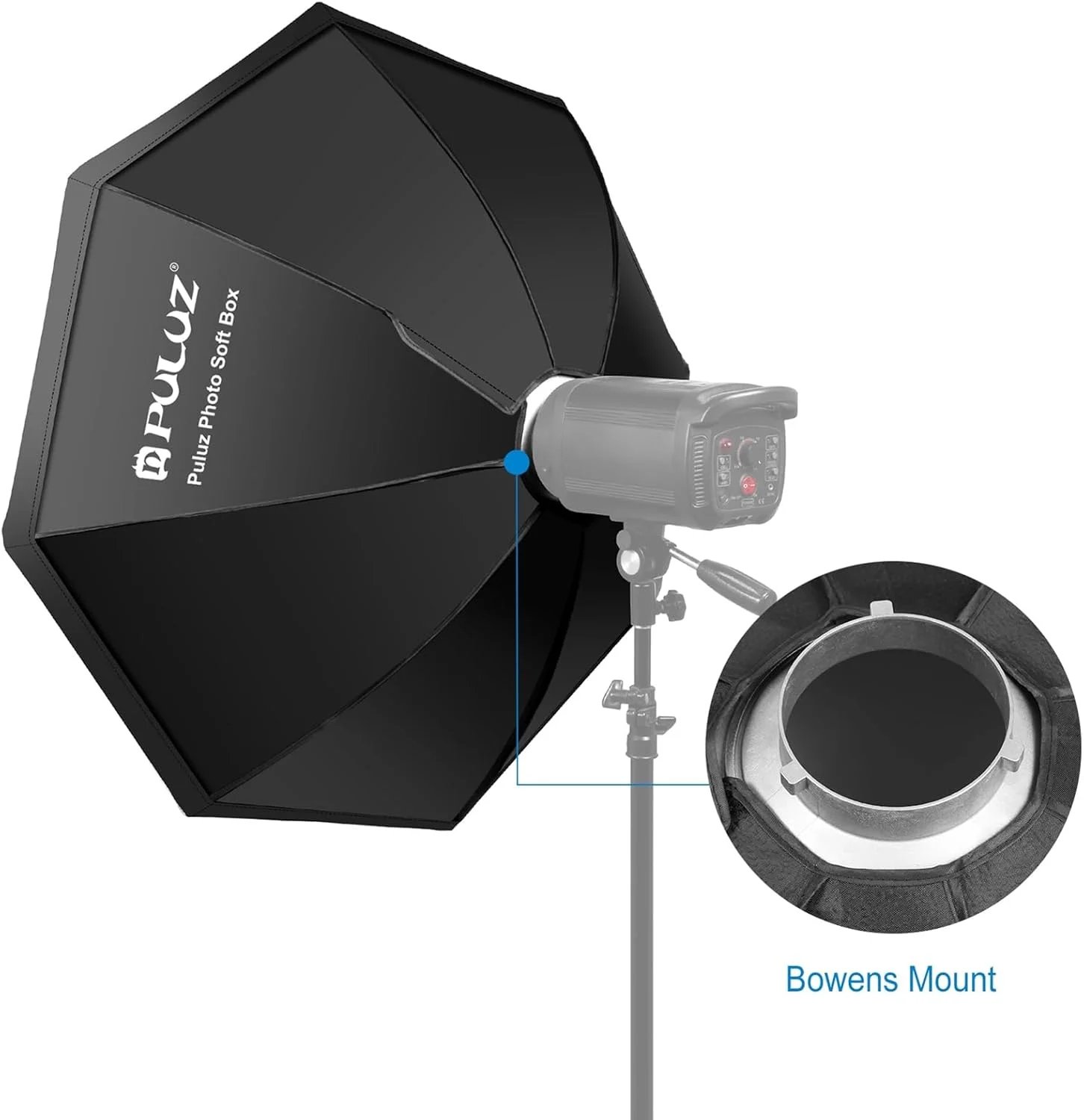 سافت باکس هشت ضلعی 95 سانتی متری با مانت بوئن و 8 میله نگهدارنده برای استودیو عکاسی، پرتره و پخش زنده