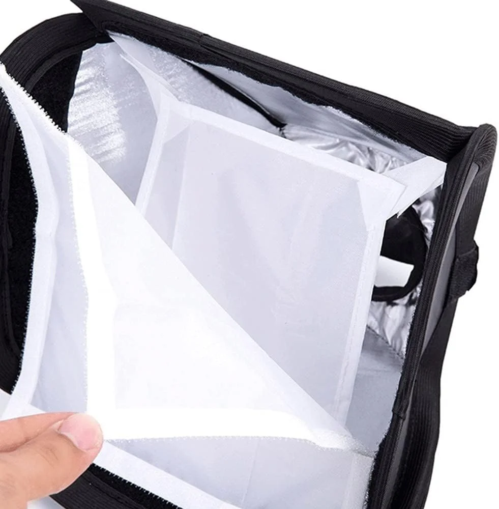 مینی سافت باکس قابل حمل جعبه نور استودیویی دوربین فلاش دیفیوزر تاشو برای دوربین های DSLR/SLR اسپیدلایت، 23x23 سانتی متر