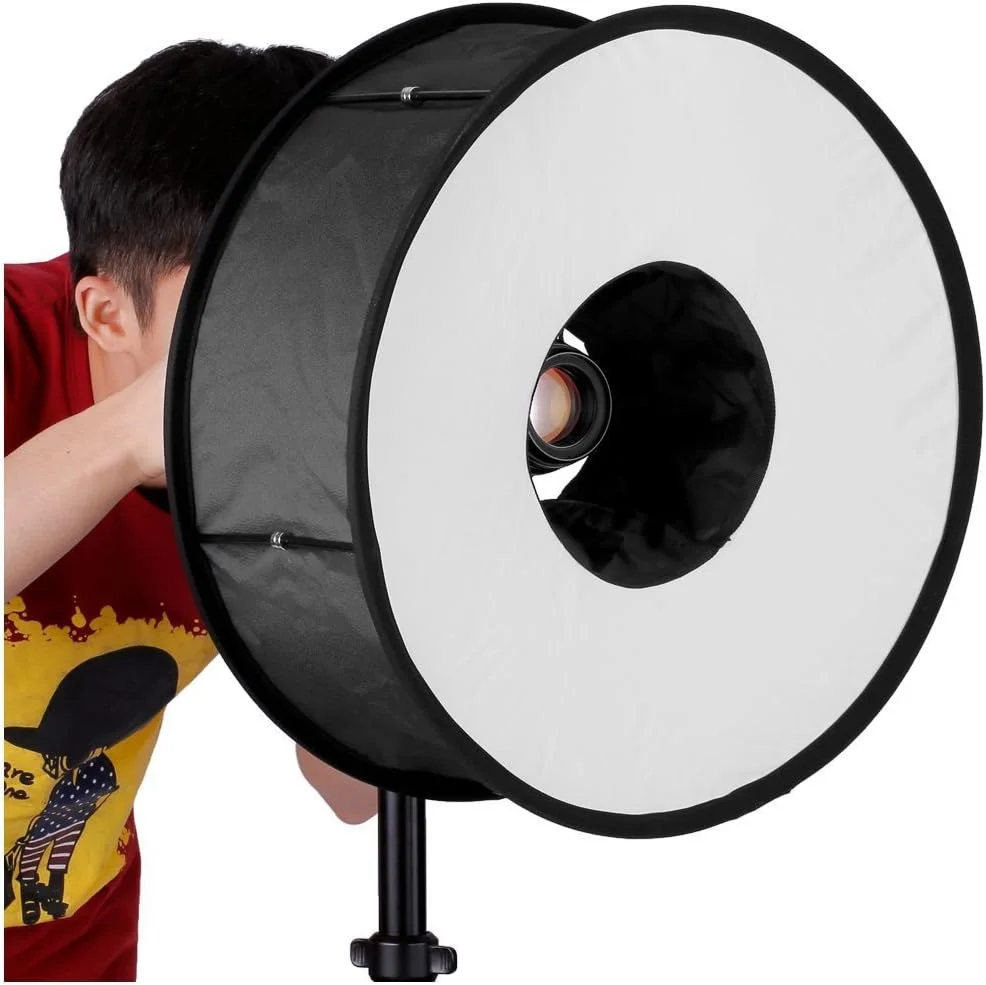 نرم کننده نور فلاش گرد قابل حمل SKEIDO با قطر 45 سانتی متر / 18 اینچ، سافت باکس برای فلاش های اسپیدلایت، عکاسی ماکرو، پرتره، استودیو، اصلاح کننده نور، سازگار با کانن، نیکون، پنتاکس