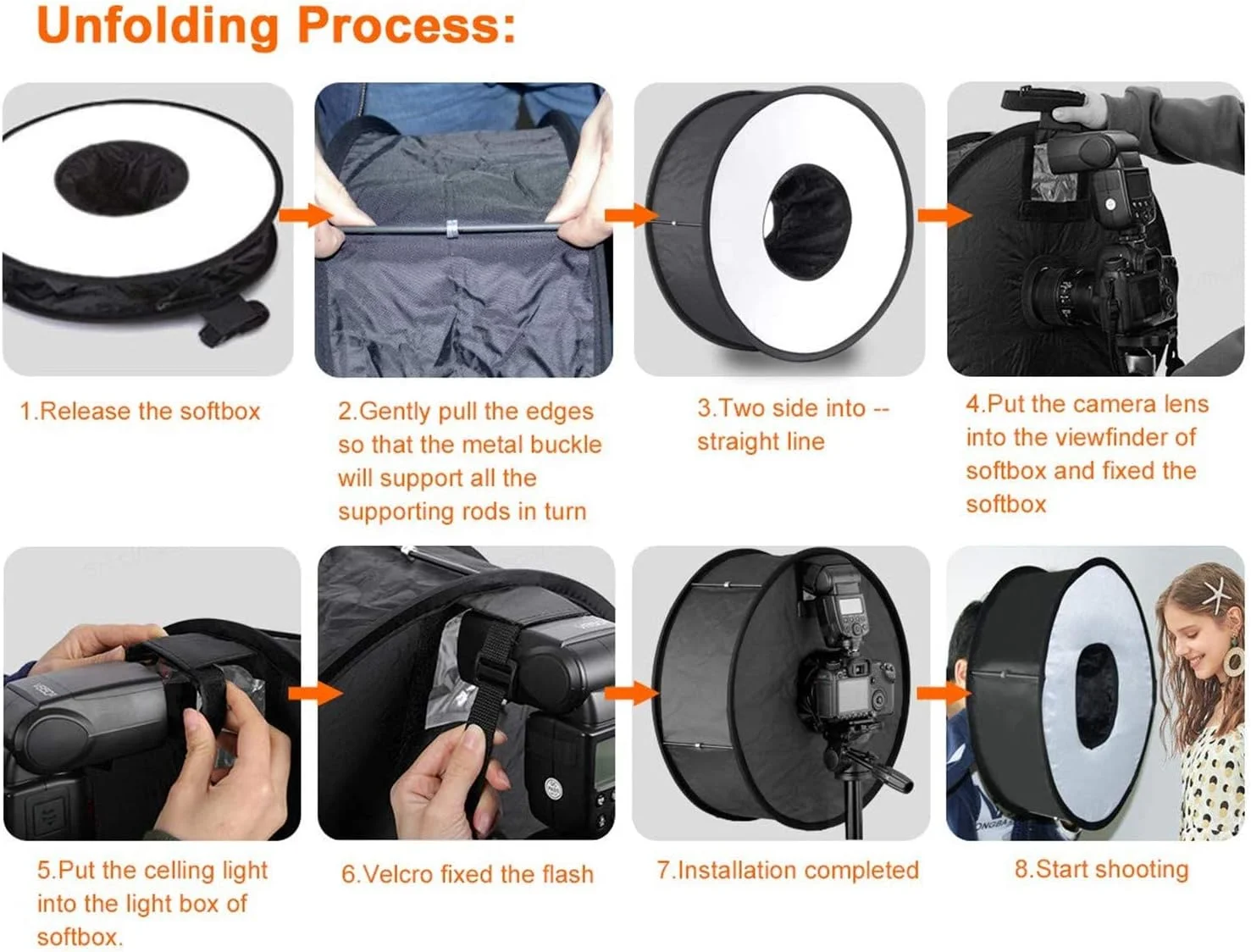 نرم کننده نور فلاش گرد قابل حمل SKEIDO با قطر 45 سانتی متر / 18 اینچ، سافت باکس برای فلاش های اسپیدلایت، عکاسی ماکرو، پرتره، استودیو، اصلاح کننده نور، سازگار با کانن، نیکون، پنتاکس