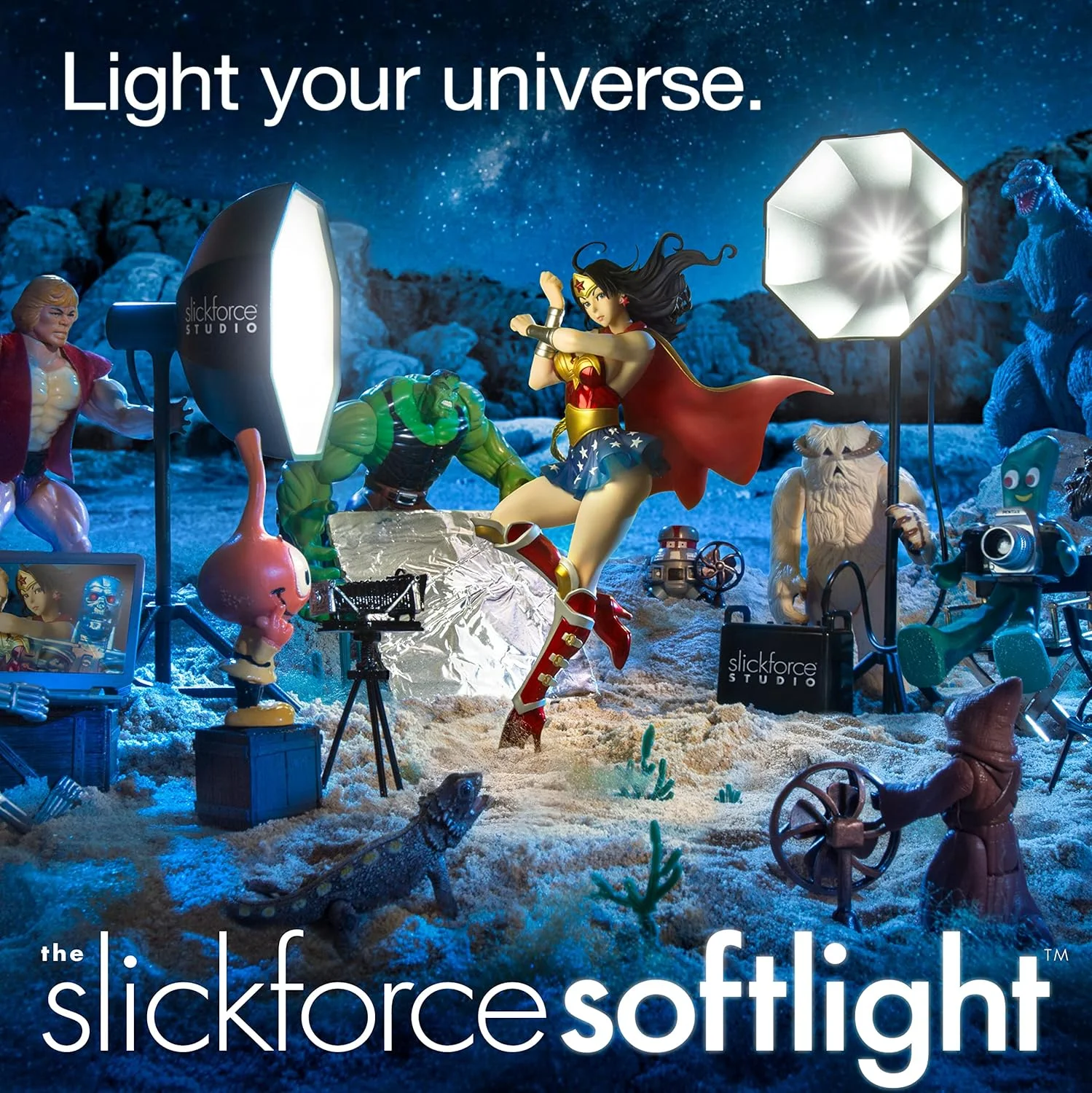 نور ملایم مینیاتوری USB با توان 5 وات - چتر نقره ای بازتابنده با پخش کننده نور - ایده آل برای عکاسی از اسباب بازی یا به عنوان چراغ خواب (بسته 4 عددی)