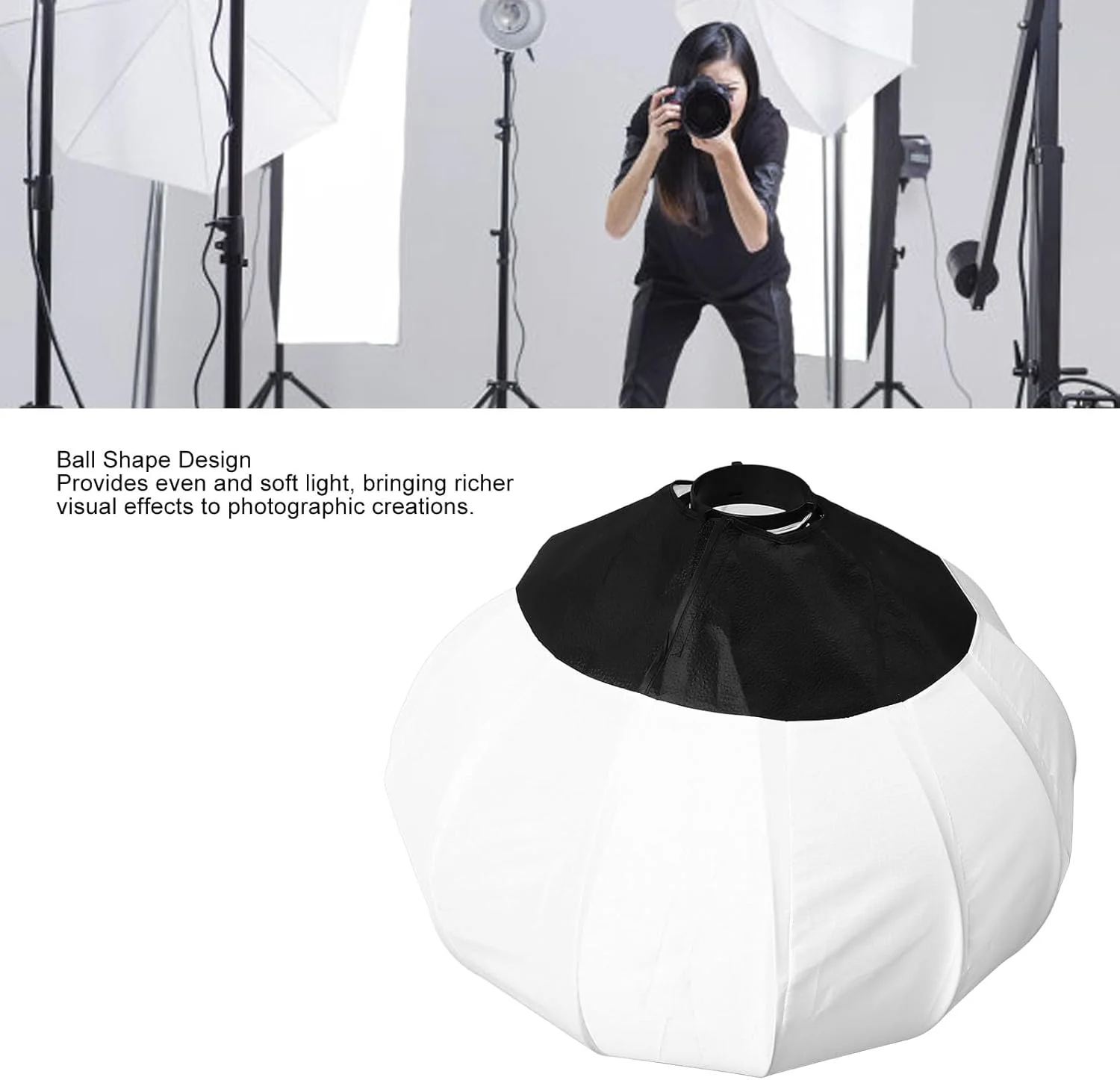 نرم کننده نور سافت باکس فانوسی Sanpyl 65 سانتی متری، اصلاح کننده نور ویدئویی عکاسی 25.6 اینچی برای پخش زنده، ضبط ویدئو، برای رابط Bowens