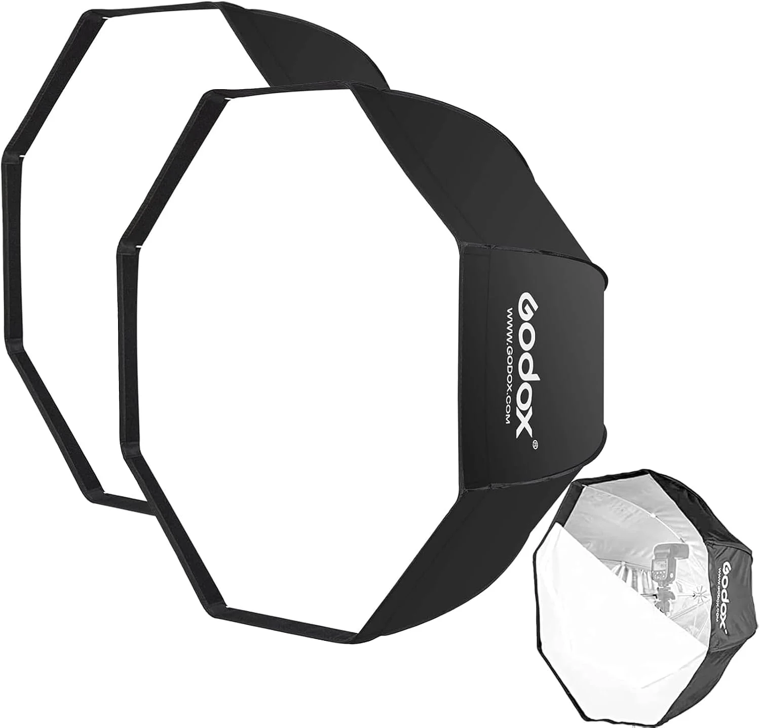 سافت باکس اکتاگون چتری گودکس 95 سانتی متری، رفلکتور فلاش استودیویی، سافت باکس هشت ضلعی اسپیدلایت به همراه کیف حمل برای عکاسی پرتره و محصول (95 سانتی متر - 2 عدد)