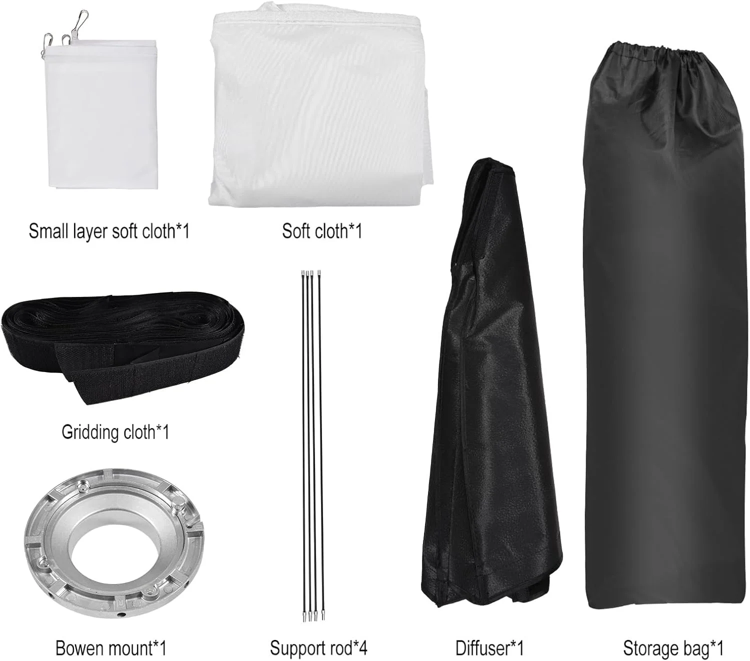 سافت باکس مستطیلی 60 در 90 سانتی متر با نصب بوئنز، گرید، پارچه نرم و کیف نگهداری برای نورپردازی استودیوی عکاسی محصول و پخش زنده