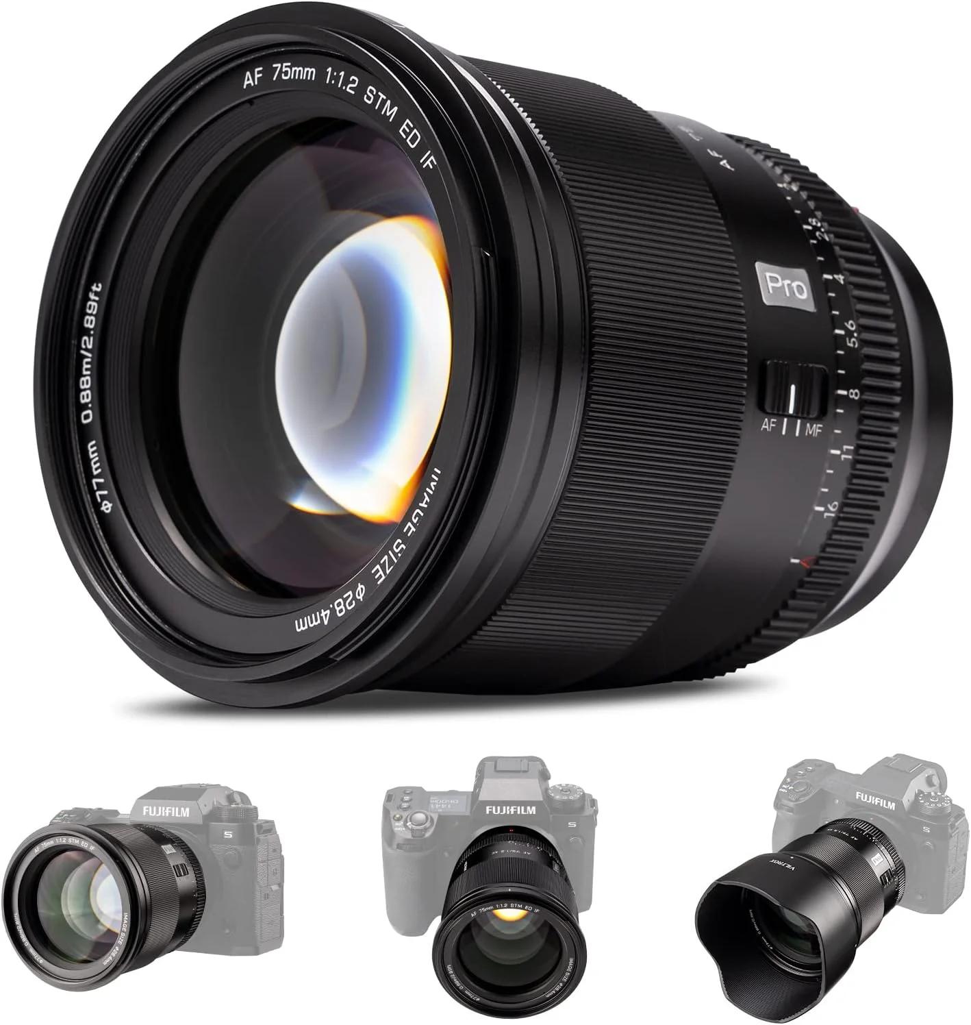 لنز فوکوس خودکار حرفه ای Viltrox 75mm F1.2، سازگار با دوربین های بدون آینه فوجی X-mount مدل های X-A7 X-E2S X-E3 X-E4 X-H1 X-H2 X-H2S X-Pro2 X-Pro3 X-S10 X-T1 X-T1 IR X-T10 X T100 X-T2 X-T20 X-T200 X-T3