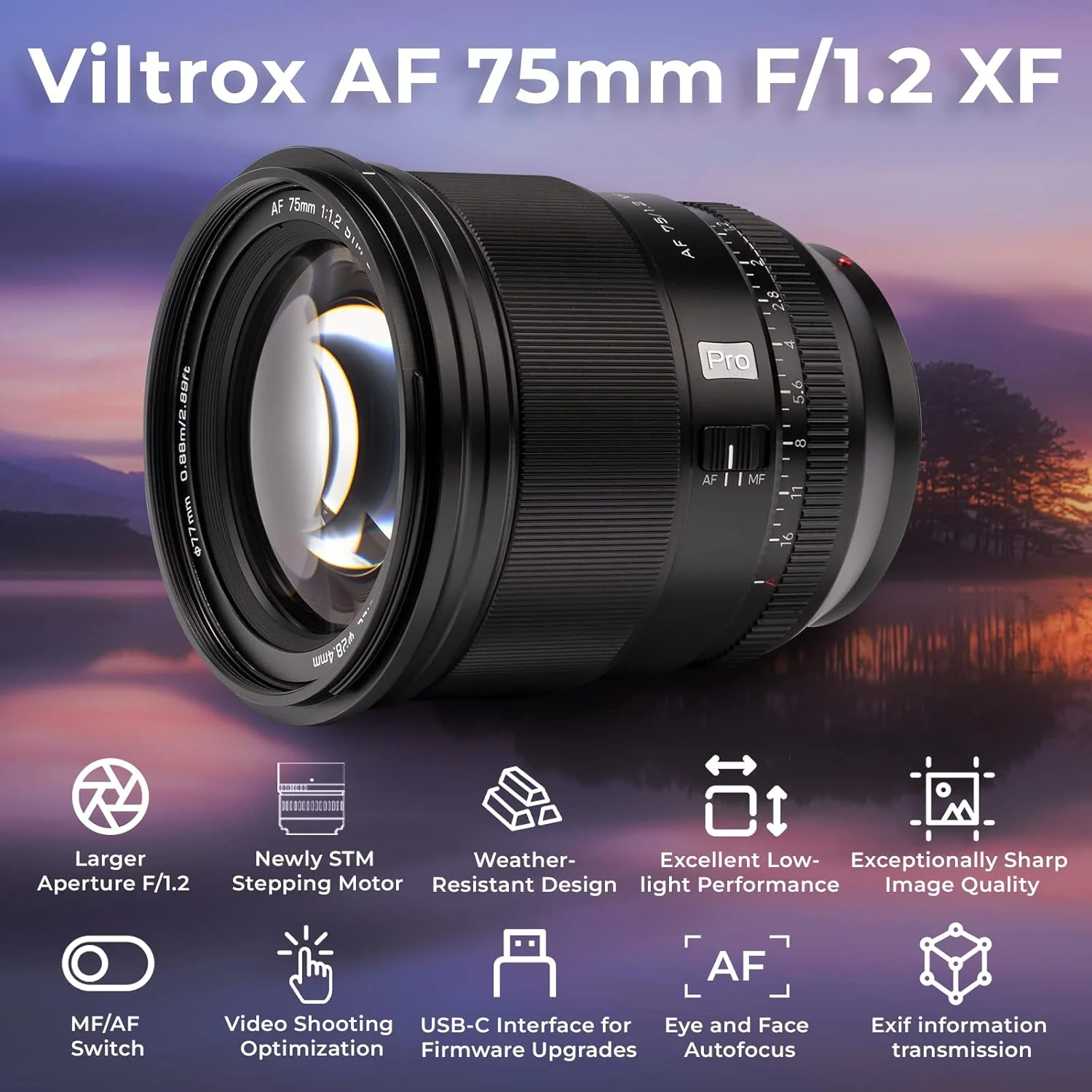 لنز فوکوس خودکار حرفه ای Viltrox 75mm F1.2، سازگار با دوربین های بدون آینه فوجی X-mount مدل های X-A7 X-E2S X-E3 X-E4 X-H1 X-H2 X-H2S X-Pro2 X-Pro3 X-S10 X-T1 X-T1 IR X-T10 X T100 X-T2 X-T20 X-T200 X-T3 لنز فوکوس خودکار حرفه ای Viltrox 75mm F1.2، سازگار با دوربین های بدون آینه فوجی X-mount مدل های X-A7 X-E2S X-E3 X-E4 X-H1 X-H2 X-H2S X-Pro2 X-Pro3 X-S10 X-T1 X-T1 IR X-T10 X T100 X-T2 X-T20 X-T200 X-T3