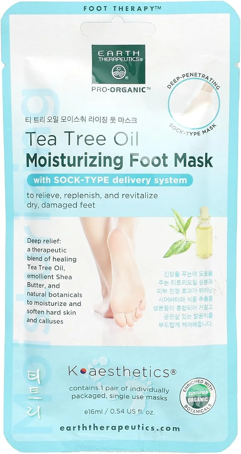 ماسک مرطوب کننده پا حاوی روغن درخت چای Earth Therapeutics - 1 عدد