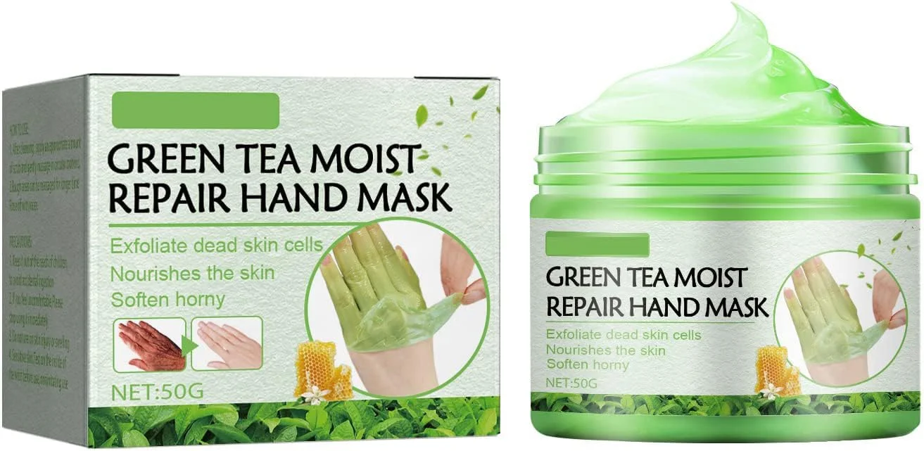 ماسک دست ترمیم کننده چای سبز تریفی، موم عسلی دست برای مرطوب کردن و لایه برداری پوست خشک، ترک خورده و پیر، درمان ضد ترک برای دست های زبر (50 گرم)
