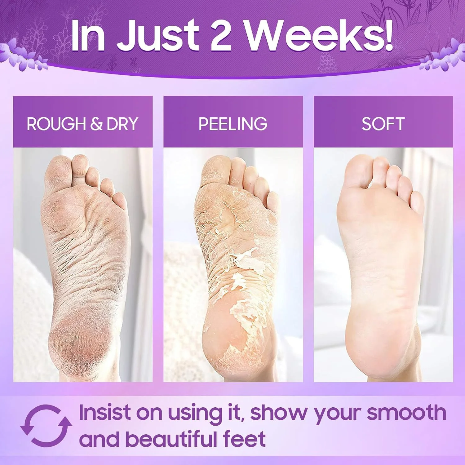 ماسک لایه بردار پا TERRIFI، 4 جفت ماسک پا لایه بردار، لایه بردار طبیعی برای پوست خشک و مرده، پینه، ترمیم پاشنه های زبر، مراقبت بیشتر از پا برای آقایان و خانم ها