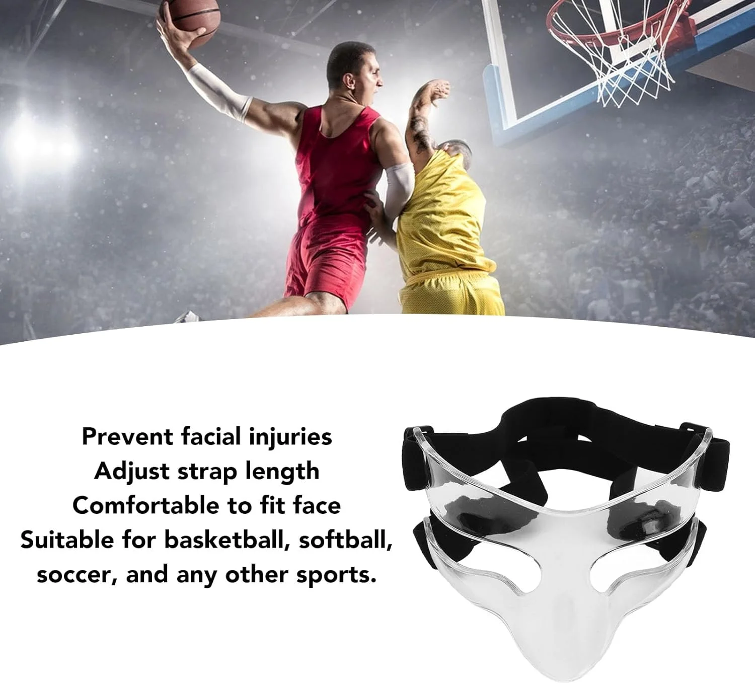 محافظ بینی ورزشی سوراندی برای شکستگی بینی، ماسک صورت شفاف و تنفسی محافظت از صورت و بینی در برابر آسیب ها مناسب برای بسکتبال، بیسبال، سافت بال، فوتبال محافظ بینی ورزشی سوراندی برای شکستگی بینی، ماسک صورت شفاف و تنفسی محافظت از صورت و بینی در برابر آسیب ها مناسب برای بسکتبال، بیسبال، سافت بال، فوتبال