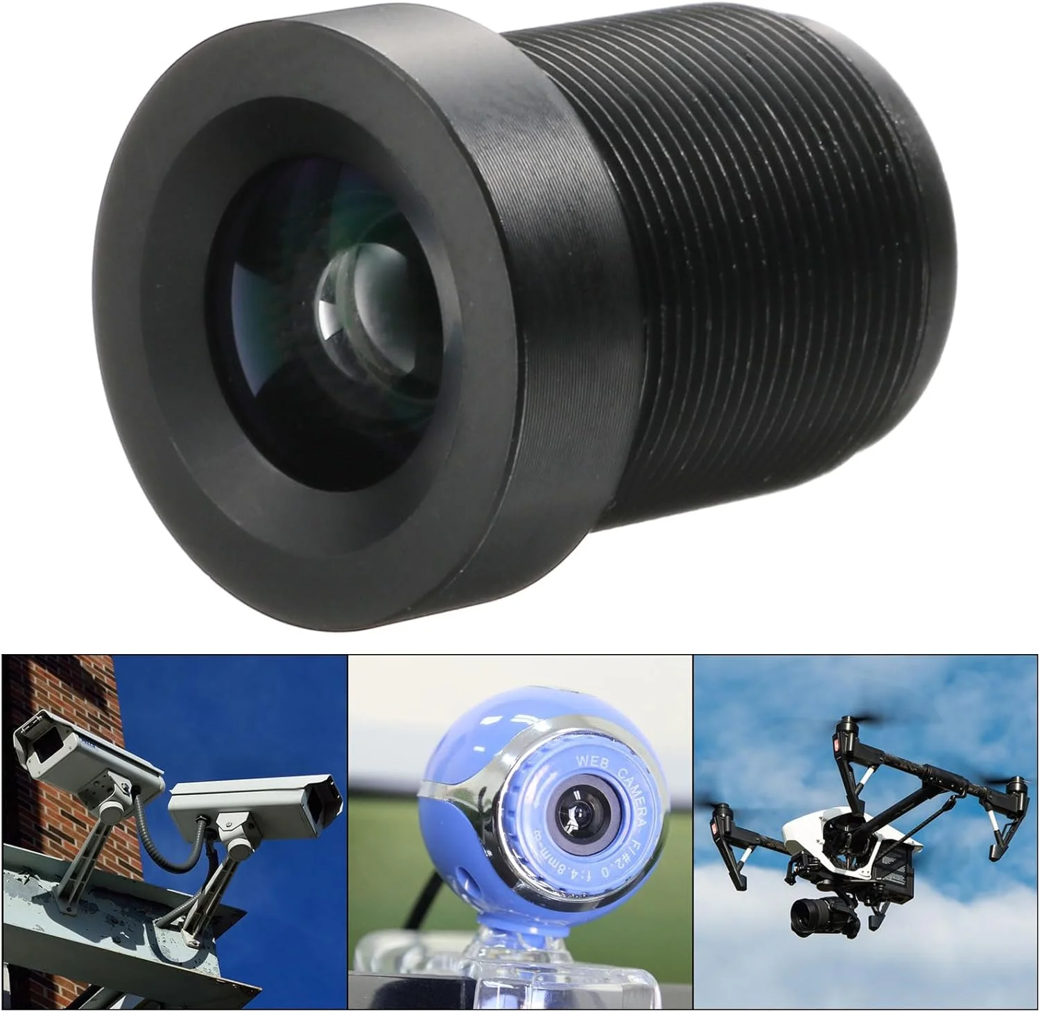 لنز دوربین مداربسته 6 میلی متری 1080P F2.0 FPV با زاویه دید گسترده، پایه M12، مشکی لنز دوربین مداربسته 6 میلی متری 1080P F2.0 FPV با زاویه دید گسترده، پایه M12، مشکی