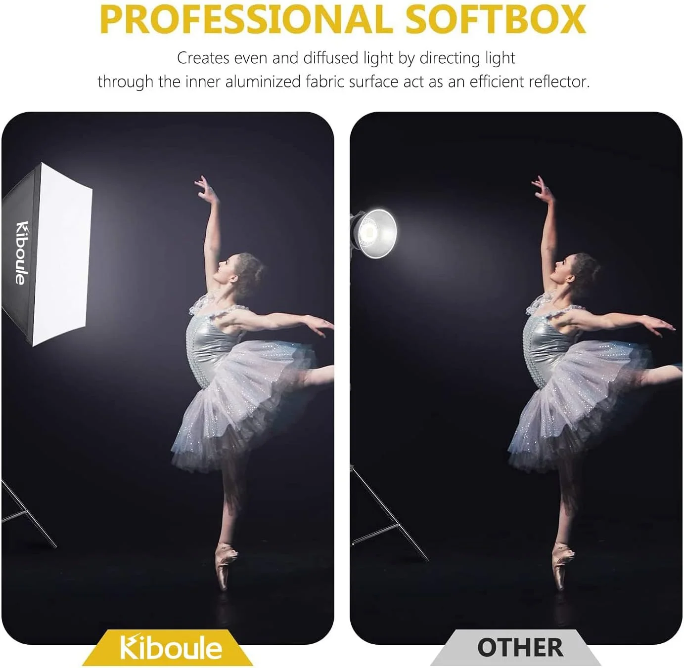 کیت نورپردازی حرفه ای عکاسی با سافت باکس 60x60 سانتی متر، سرپیچ E27، لامپ 85 وات CFL، پایه 224 سانتی متری و کیف حمل