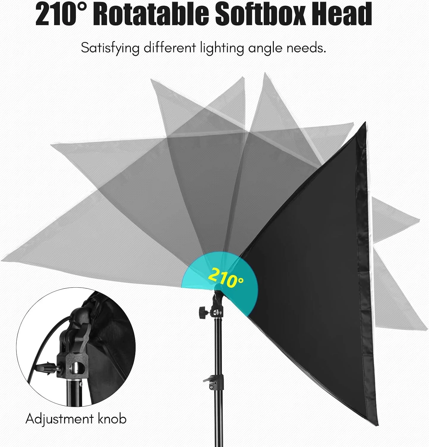 کیت نورپردازی سافت باکس استودیویی حرفه ای، 1 سافت باکس 28x20 اینچ، 1 لامپ 23 وات، 1 پایه نور 2 متری، 1 کیف حمل برای عکاسی استودیویی، پرتره، محصول و فیلم