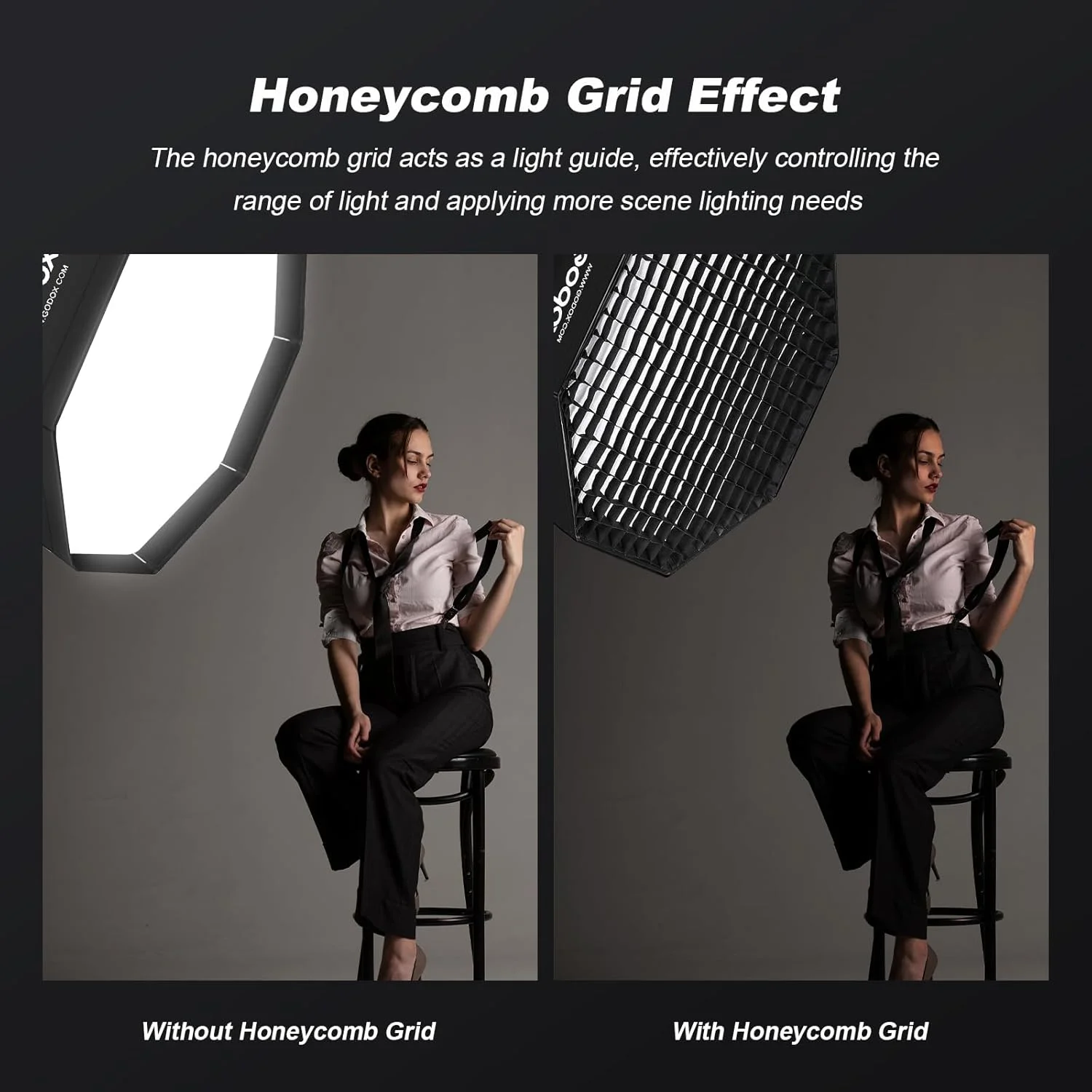 زنبوری لانه زنبوری هشت ضلعی قابل حمل Soonpho 120 سانتی متری/47 اینچی فقط برای سافت باکس Godox SB-UE، رفلکتور سافت باکس چتر فلاش اسپیدلایت (فقط توری 120 سانتی متری)