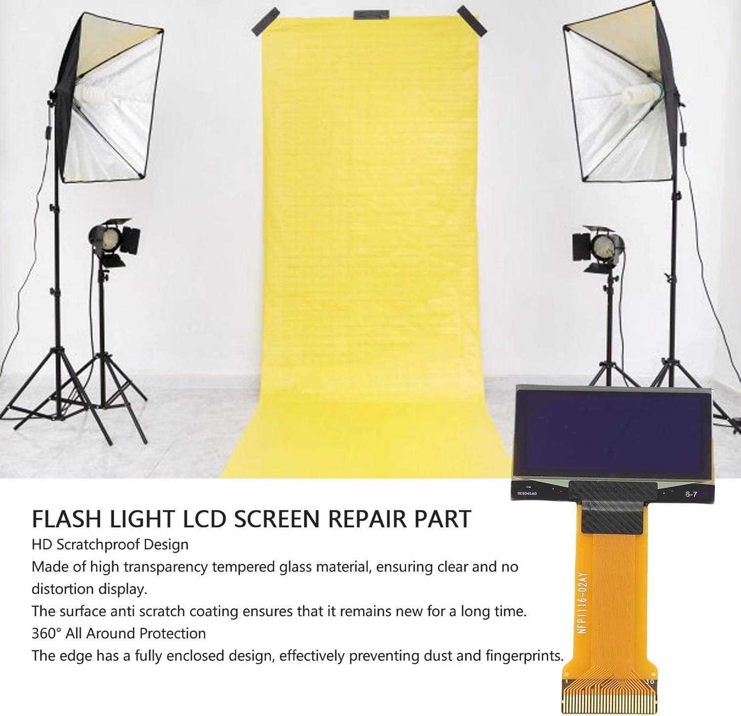 صفحه نمایش ال سی دی چراغ فلاش مناسب برای گودوکس AD100 Pro HD شیشه حرارت دیده، جایگزینی صفحه نمایش ال سی دی چراغ فلاش استروب، نصب با جذب الکترواستاتیک