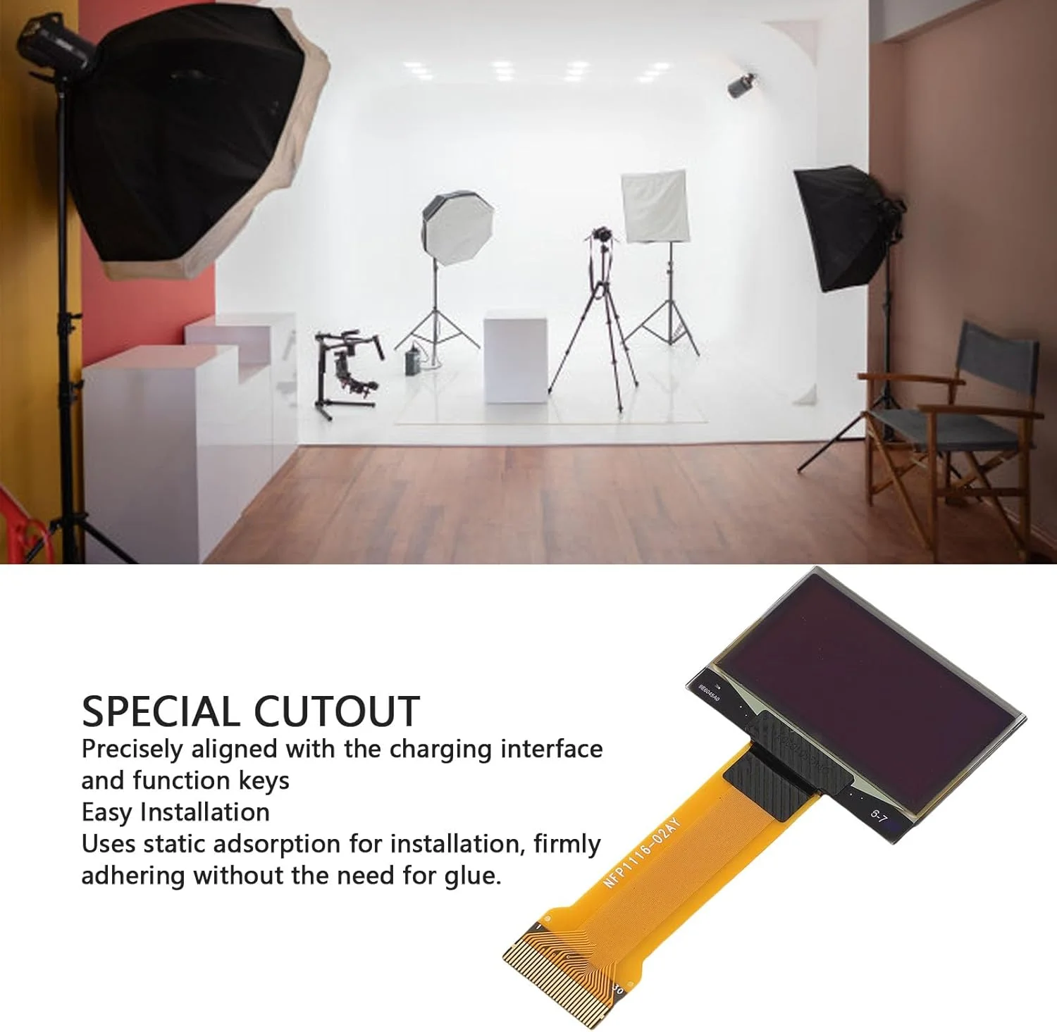 صفحه نمایش ال سی دی چراغ فلاش مناسب برای گودوکس AD100 Pro HD شیشه حرارت دیده، جایگزینی صفحه نمایش ال سی دی چراغ فلاش استروب، نصب با جذب الکترواستاتیک