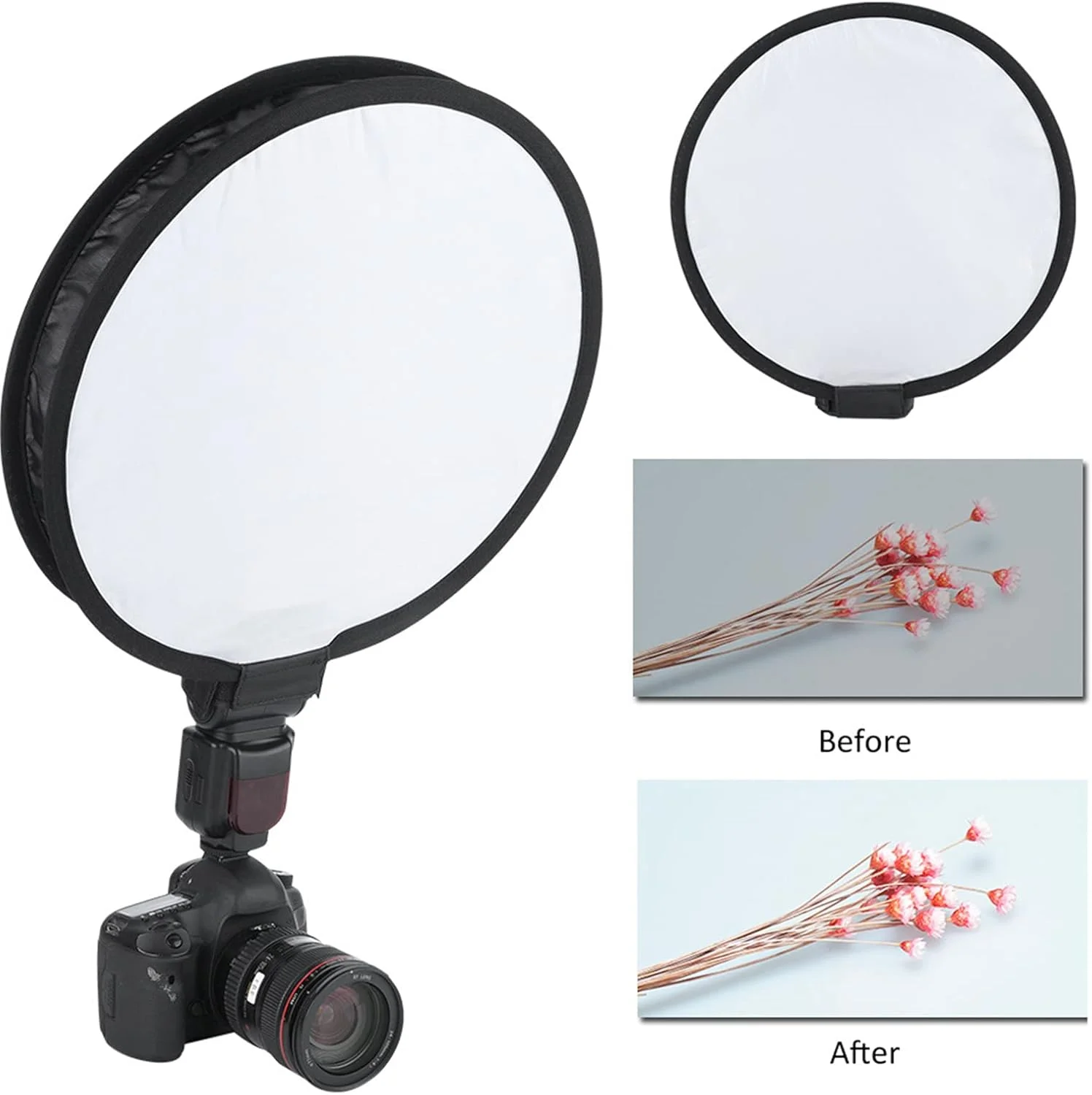 نرم باکس گرد قابل حمل پومیا، دیفیوزر نرم باکس اسپیدلایت تاشو گرد 40 سانتی متری برای لوازم جانبی عکاسی نور فلاش دوربین