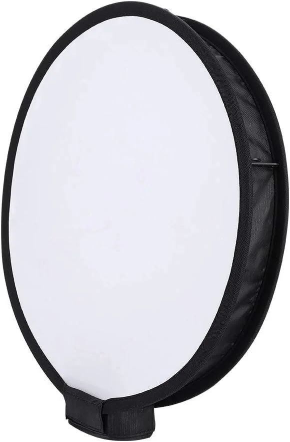 نرم کننده نور فلاش قابل حمل 40 سانتی متری - پخش کننده نور بازتابنده برای فلاش دوربین - نصب آسان، مناسب برای نایلون/پارچه خارجی، سیاه/سفید