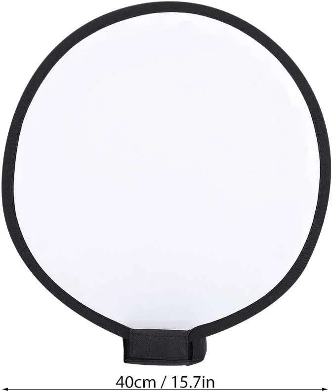 نرم کننده نور فلاش قابل حمل 40 سانتی متری - پخش کننده نور بازتابنده برای فلاش دوربین - نصب آسان، مناسب برای نایلون/پارچه خارجی، سیاه/سفید
