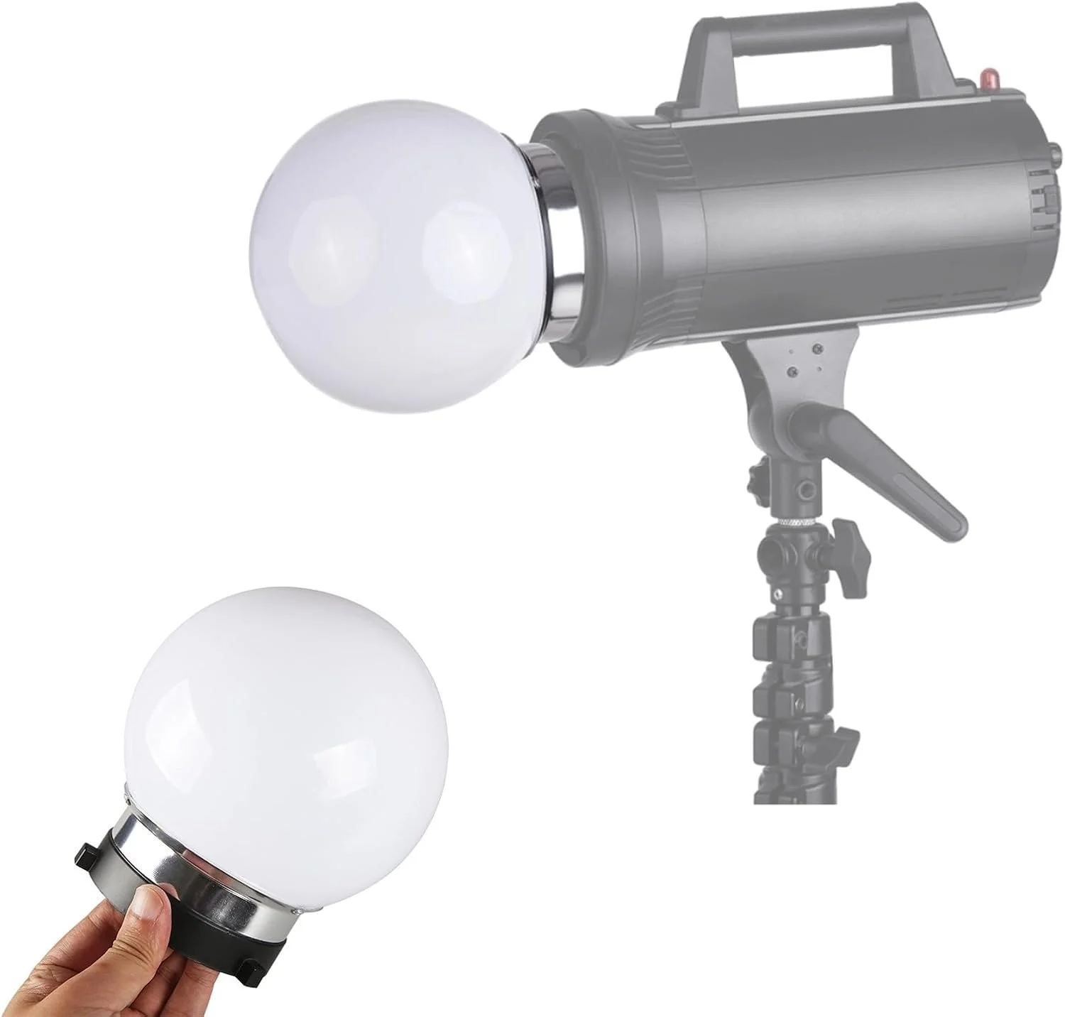 گوی نور نرم برای عکاسی، دیفیوزر شفاف 15 سانتی متری گوی نور نرم برای مانت بوئنز، زاویه نورپردازی 360 درجه، گنبد پخش کننده نور برای عکاسی پرتره هنری تبلیغاتی