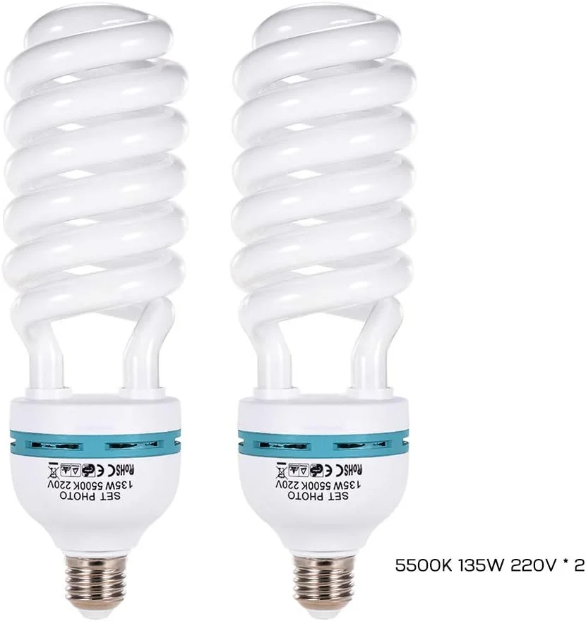 کیت چادر نورپردازی سافت باکس استودیوی عکاسی با 2 عدد لامپ 135 واتی، پایه نور، 1 عدد رفلکتور 5 در 1 و کیف حمل برای تجهیزات عکس و فیلم، پرتره، عروسی، روشنایی داخلی و خارجی