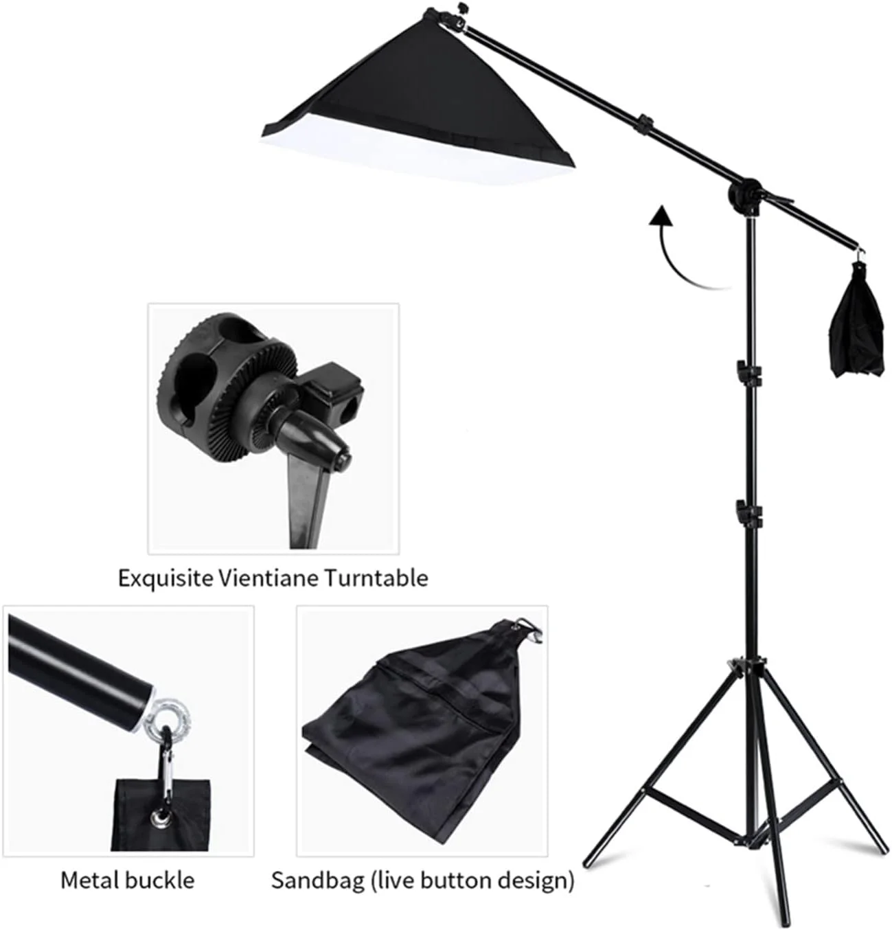 پایه نگهدارنده پس زمینه عکاسی آفتاب، کیت نورپردازی سافت باکس، تجهیزات جانبی استودیو عکس با 3 عدد پس زمینه و پایه سه پایه