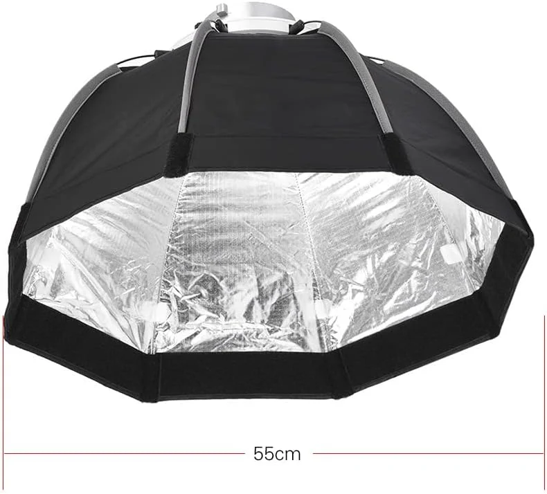 سافت باکس هشت ضلعی تاشو 55 سانتی متری Pepisky با 8 میله، به همراه پارچه نرم و کیف حمل، مانت بوئنز برای فلاش استودیویی