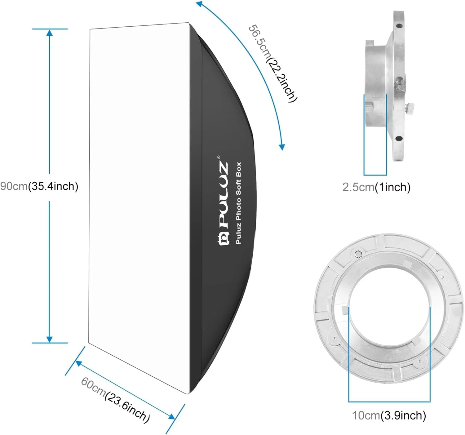 نرم باکس مستطیلی 60 * 90 سانتی‌متری Pepisky با اتصال بوئنز و کیف نگهداری، مناسب برای نورپردازی استودیویی عکاسی محصول و پخش زنده