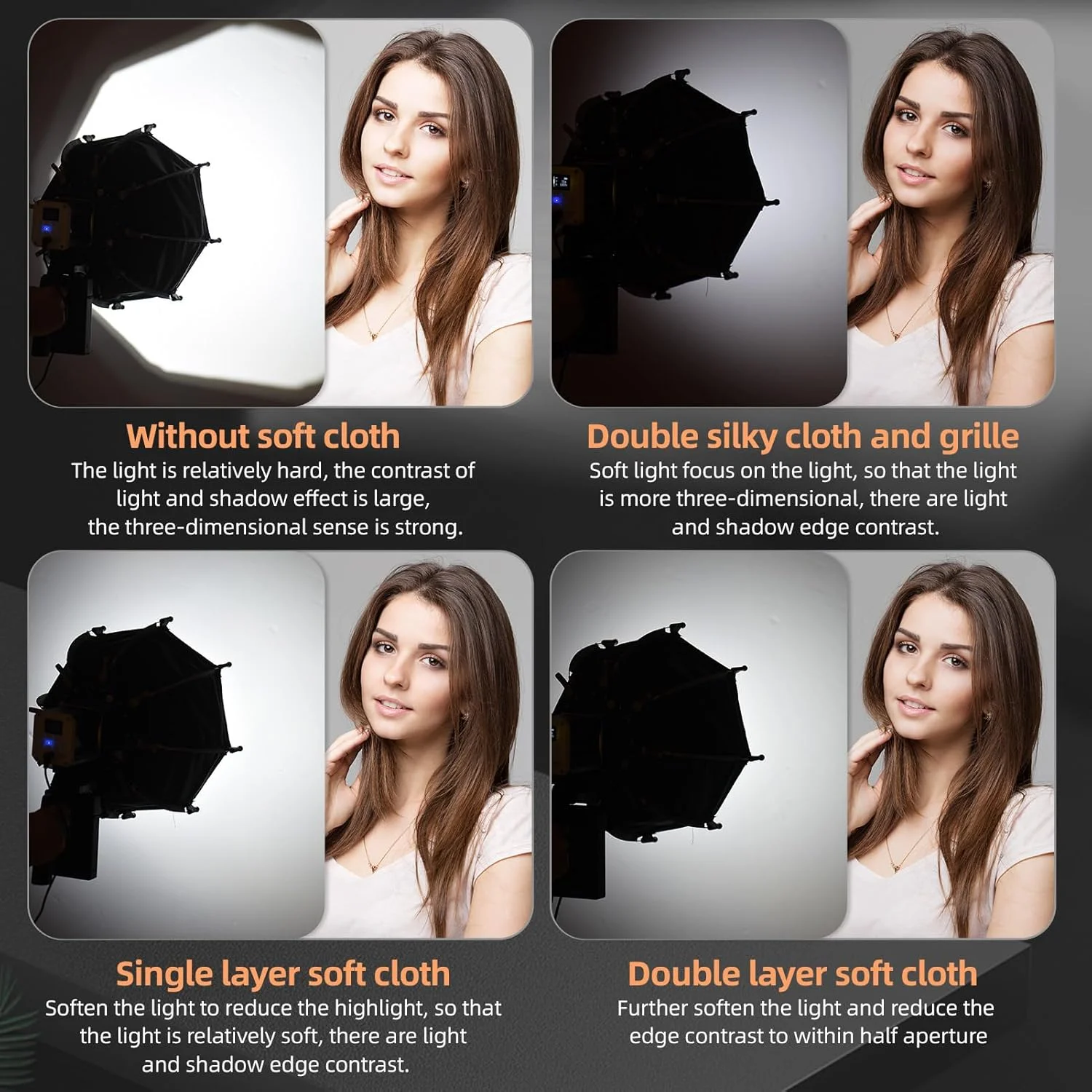 نرم باکس هشت ضلعی کوچک 30 سانتی متری پپیسکی به همراه پارچه جداشدنی و گرید لانه زنبوری سازگار با نورهای ویدئویی مینی COB