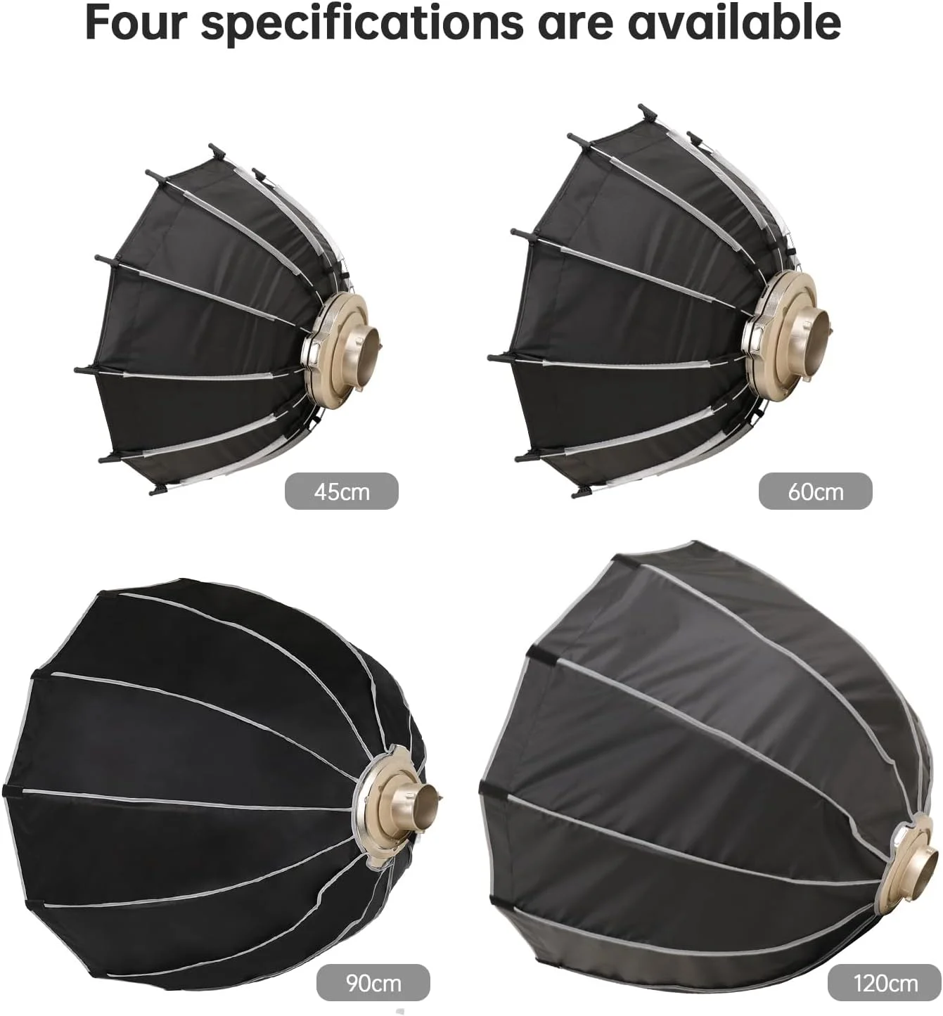 نرم باکس سهمی شکل تاشو 45 سانتی متری با نصب بوون و شبکه لانه زنبوری برای استودیو عکاسی، پرتره و پخش زنده