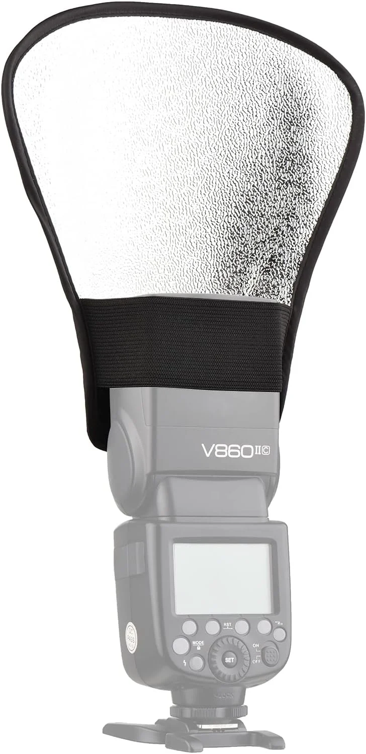 بازتابنده نور OUNA، بازتابنده فلاش دوربین جهانی قابل حمل، تخته پخش کننده نور با سطوح بازتابنده نقره ای و سفید، جایگزینی برای فلاش های روی دوربین Yongnuo