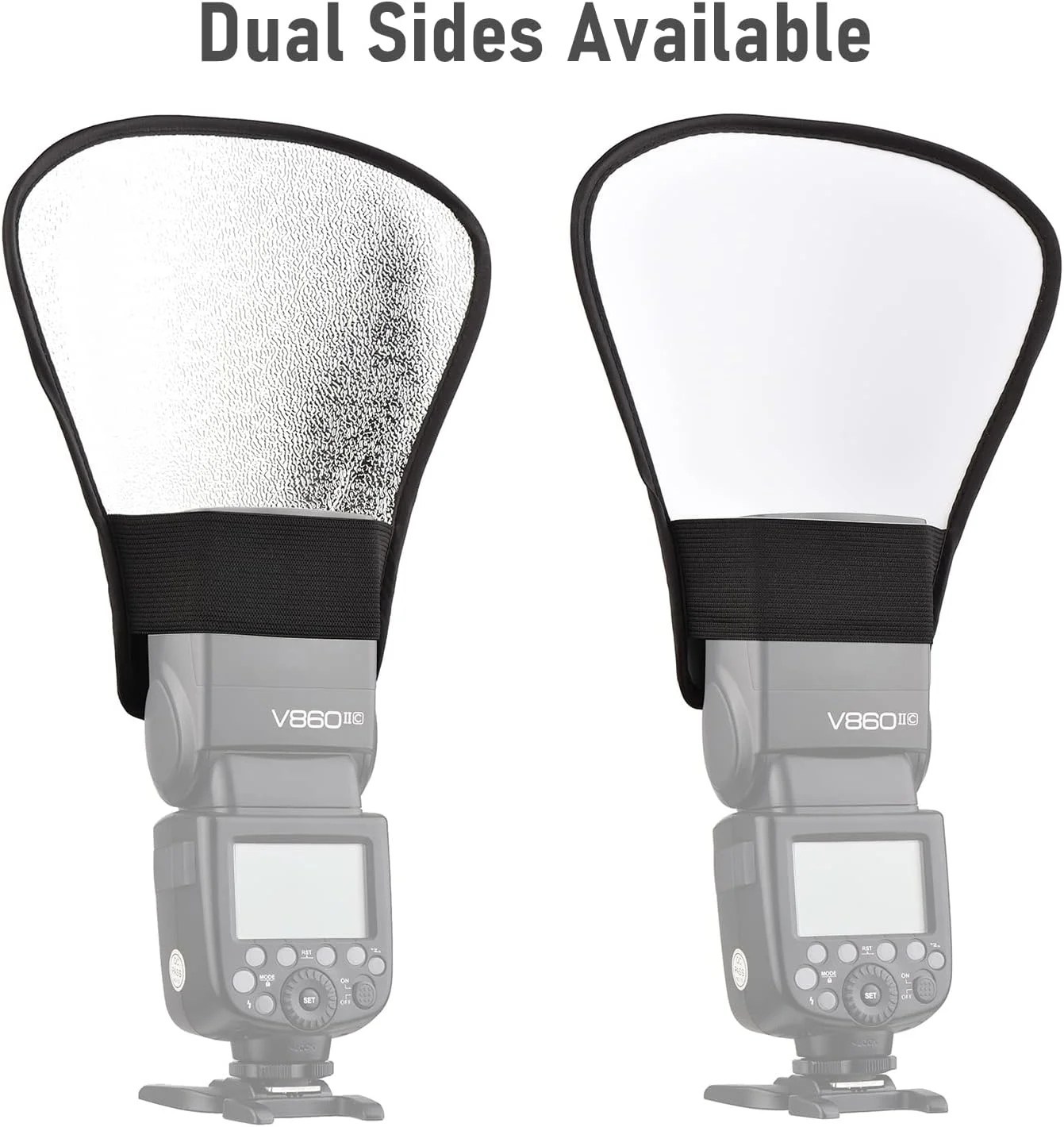 بازتابنده نور OUNA، بازتابنده فلاش دوربین جهانی قابل حمل، تخته پخش کننده نور با سطوح بازتابنده نقره ای و سفید، جایگزینی برای فلاش های روی دوربین Yongnuo