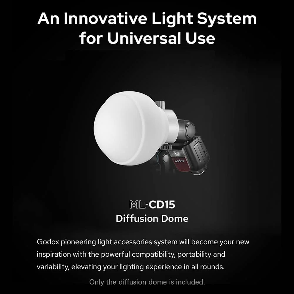 کیت گنبدی پخش کننده نور نرم سیلیکونی OUNA مدل ML-CD15 به همراه 3 آداپتور برای نورپردازی عکاسی، فلاش، استودیو، پرتره و پخش زنده