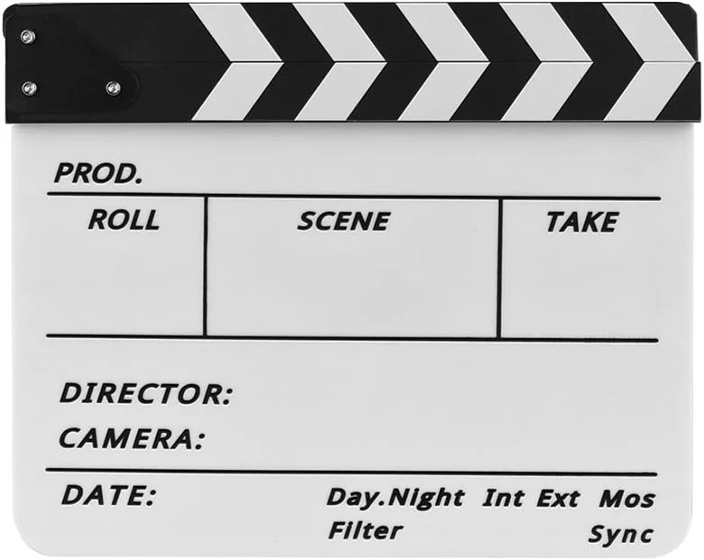 تخته کلاکت فیلمبرداری آکریلیک حرفه ای OUNA، تخته صحنه فیلم، سریال، کارگردانی، قابل نوشتن و پاک کردن به همراه ماژیک و تخته پاک کن