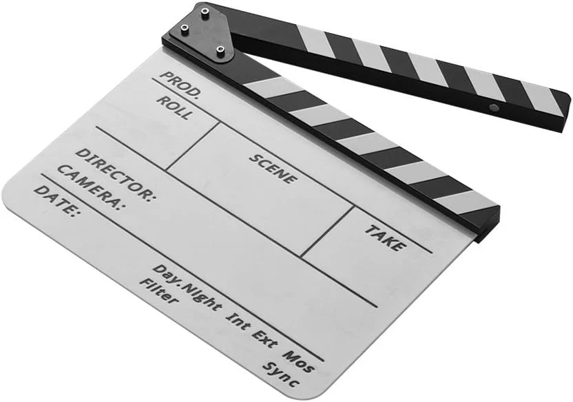 تخته کلاکت فیلمبرداری آکریلیک حرفه ای OUNA، تخته صحنه فیلم، سریال، کارگردانی، قابل نوشتن و پاک کردن به همراه ماژیک و تخته پاک کن