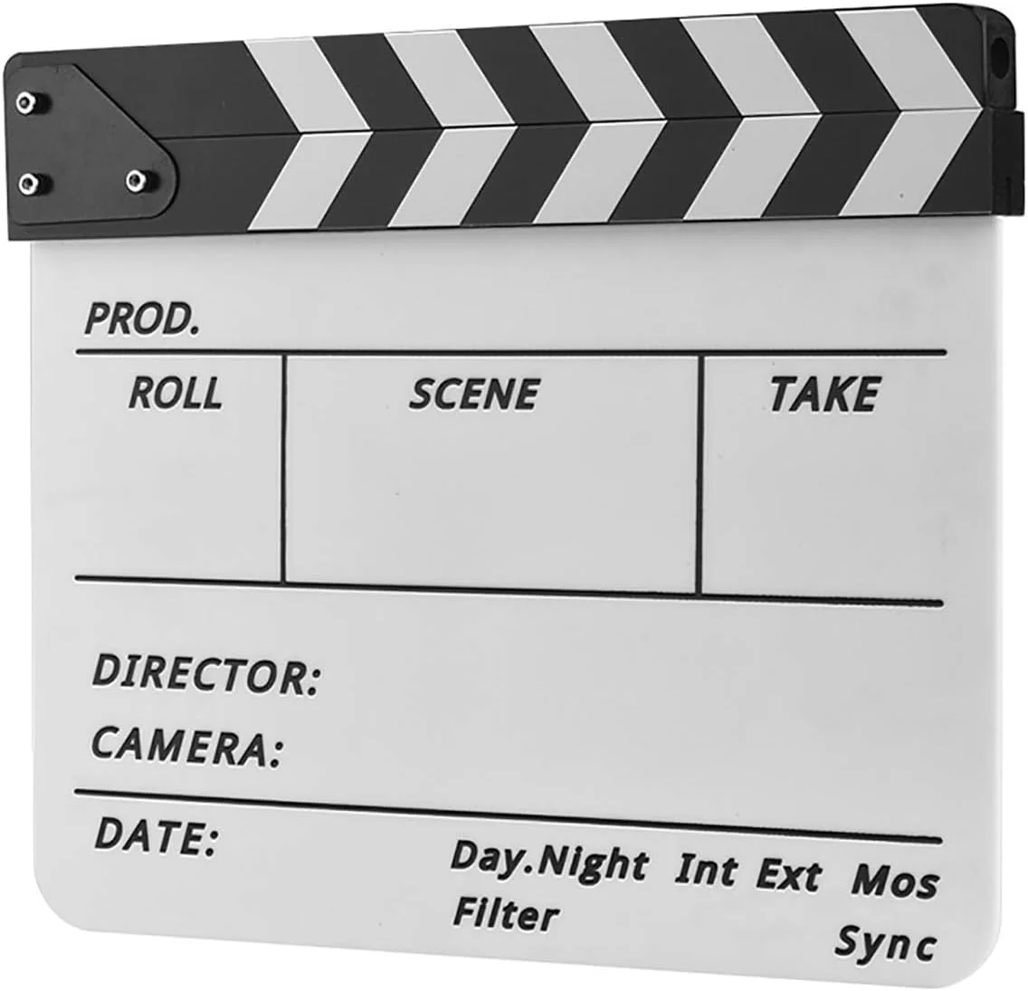 تخته کلاکت فیلمبرداری آکریلیک حرفه ای OUNA، تخته صحنه فیلم، برش کارگردان، با قلم ماژیک و پاک کن