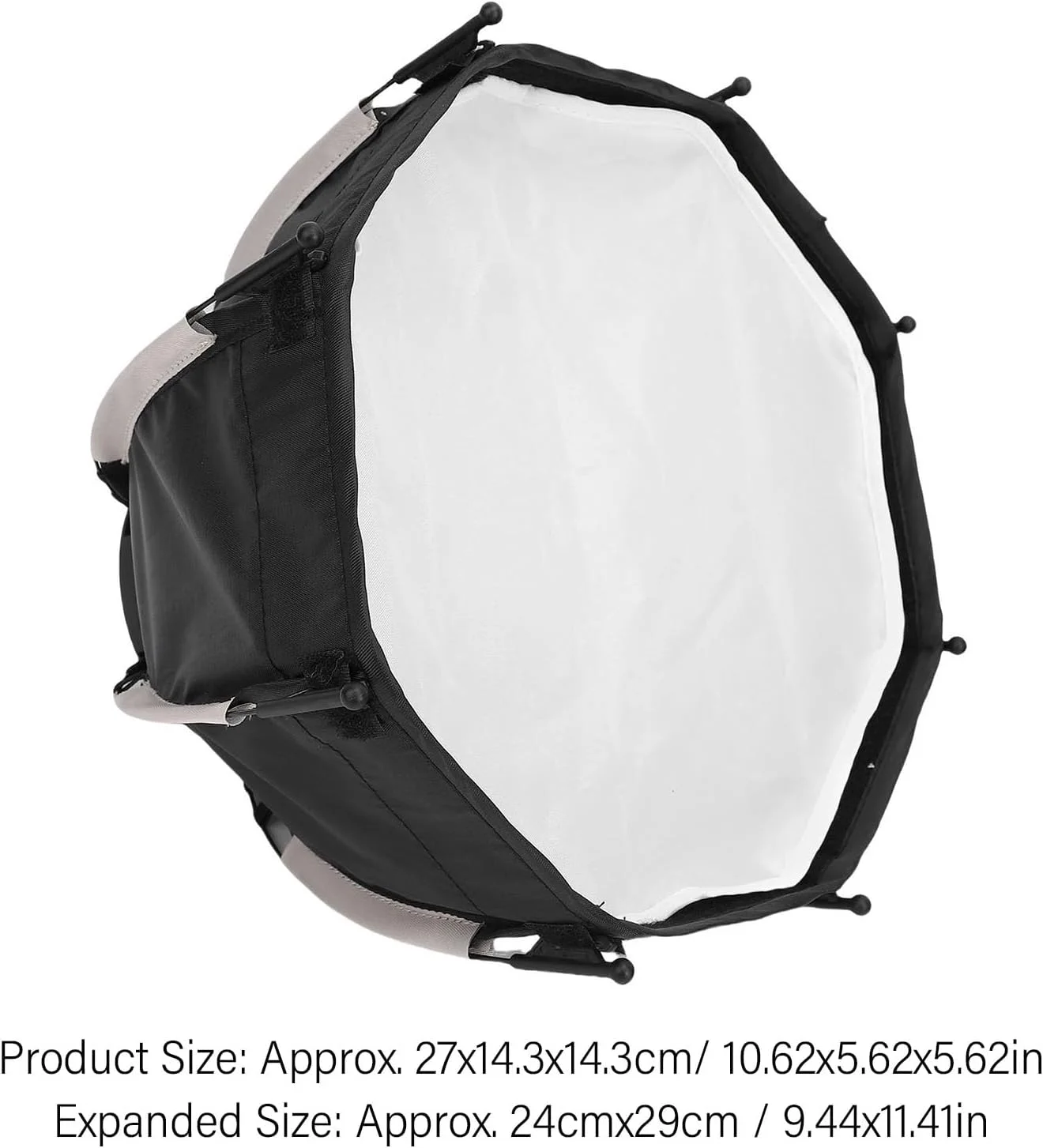 سافت باکس هشت ضلعی، سافت باکس سهموی 24x29 سانتی‌متری با پارچه پخش‌کننده قابل جابجایی و گرید لانه زنبوری برای چراغ‌های ال‌ای‌دی ویدیویی با مانت مینی بوونز