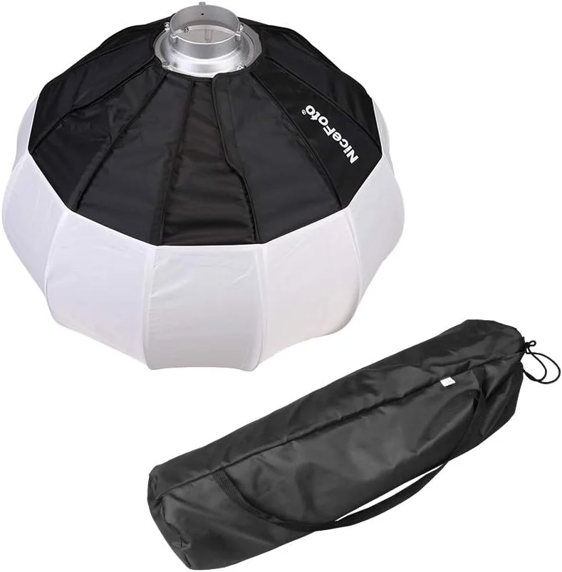 نورافکن فانوسی تاشو NiceFoto با قطر 50 سانتی متر، با پایه بوئنز و نصب سریع، مناسب برای فلاش استودیویی