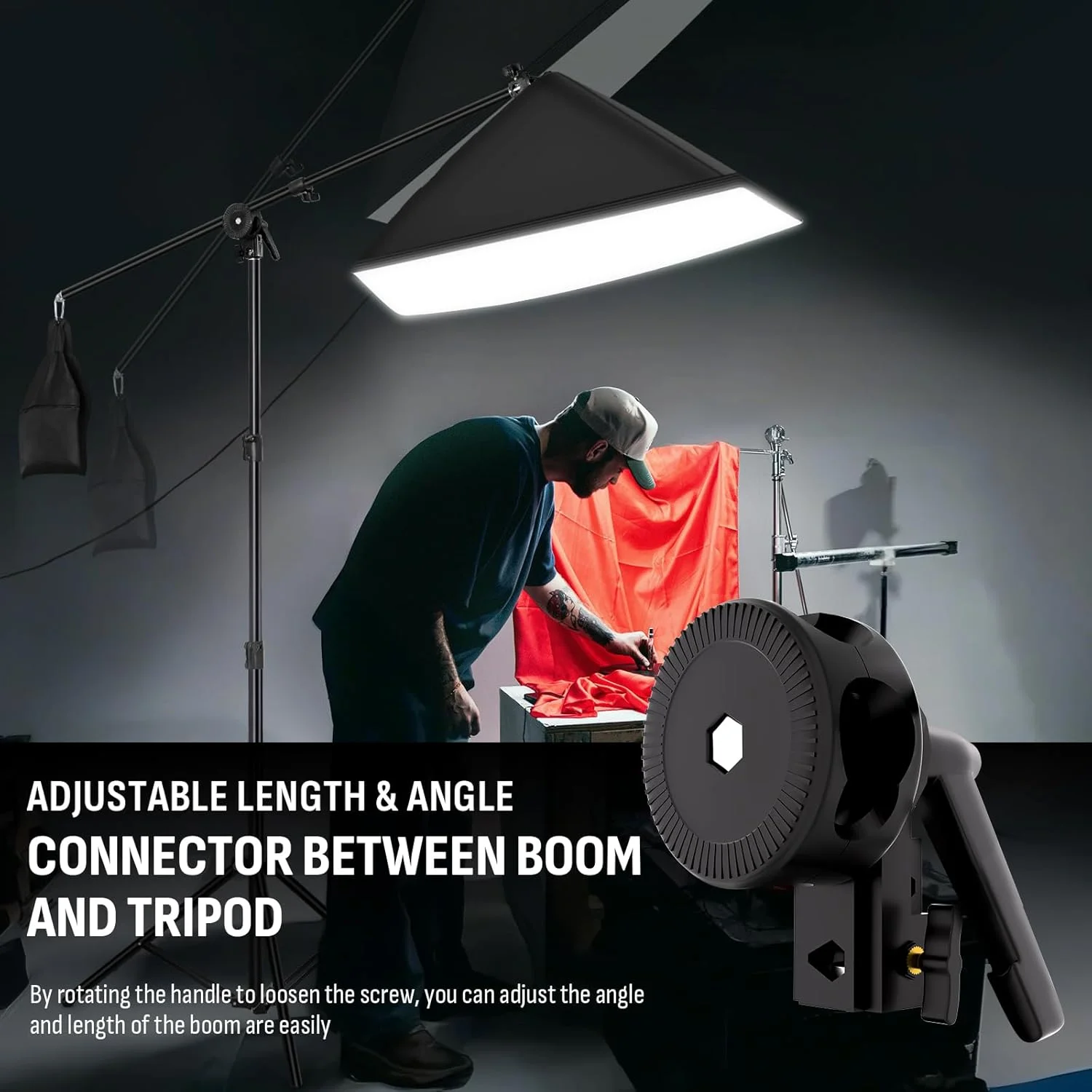 ست نورپردازی عکاسی Niceveedi 50x70 سانتی‌متر، 2 عدد سافت‌باکس 2700K-6500K با لامپ‌های 85 واتی و نور ویدیویی بازویی 150 سانتی‌متری با 2 عدد سه‌پایه 80 اینچی برای ضبط ویدیو/پخش زنده/پرتره