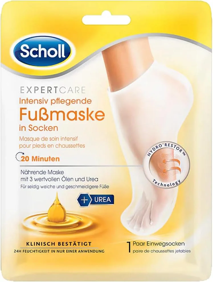 ماسک پای مغذی فشرده Scholl Expertcare با 3 روغن ارزشمند - مراقبت مرطوب کننده - 1 جفت جوراب یکبار مصرف