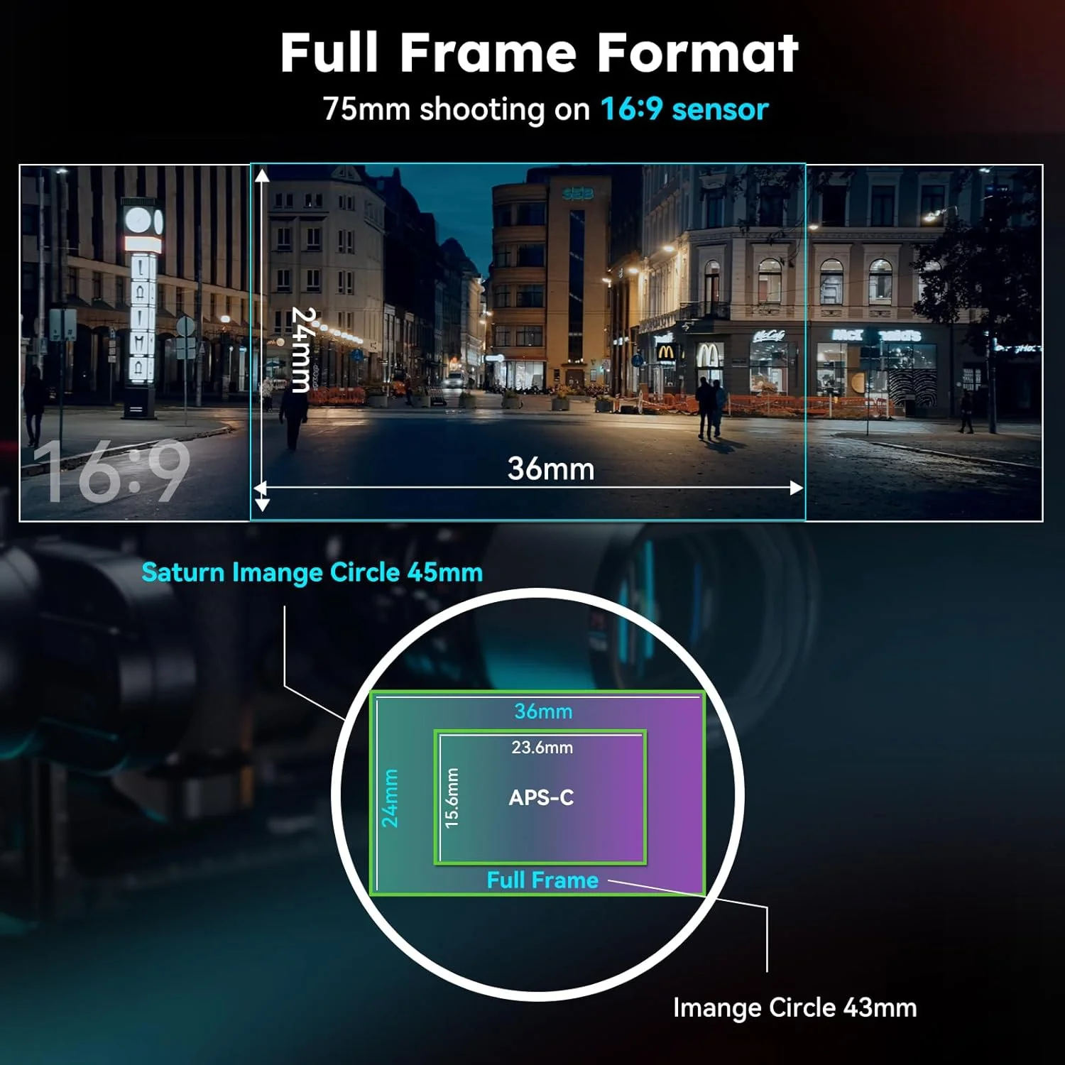 لنز آنامورفیک کربنی SIRUI Saturn 75mm T2.9 1.6X فول فریم، لنز سینمایی کمتر از 500 گرم (Flare طبیعی، مانت X)